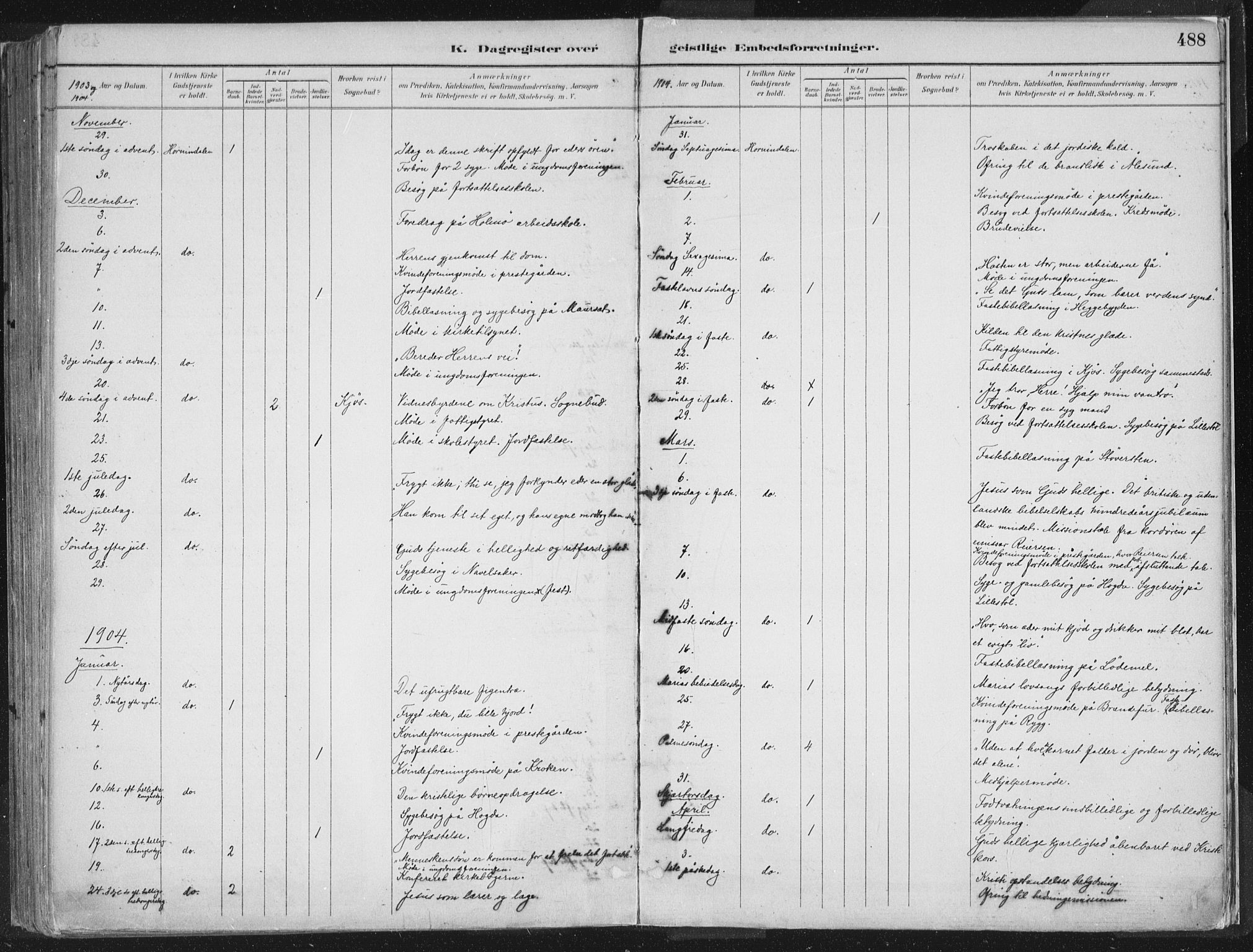 Hornindal sokneprestembete, AV/SAB-A-82401/H/Haa/Haaa/L0003/0002: Parish register (official) no. A 3B, 1885-1917, p. 488