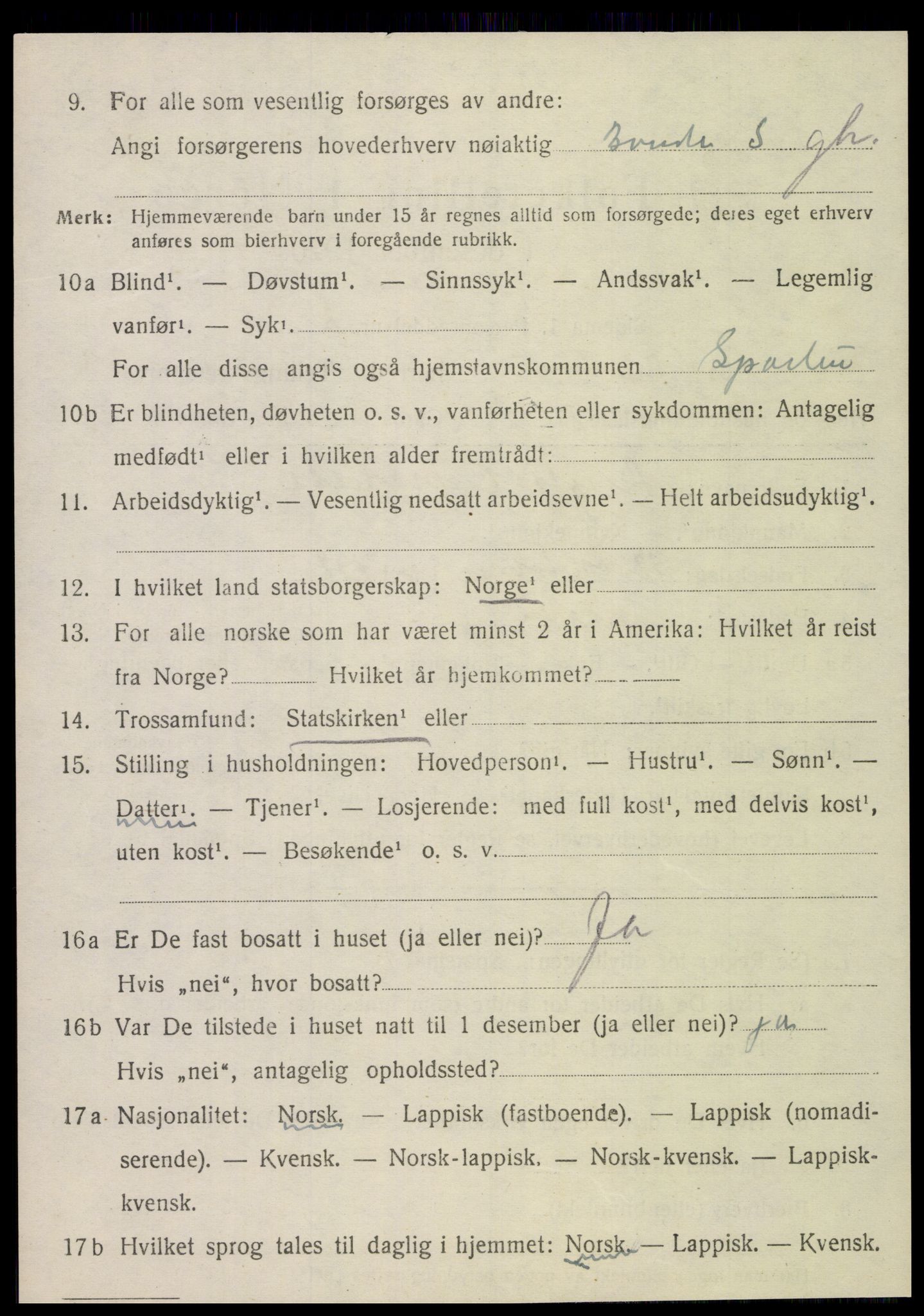 SAT, 1920 census for Sparbu, 1920, p. 4178