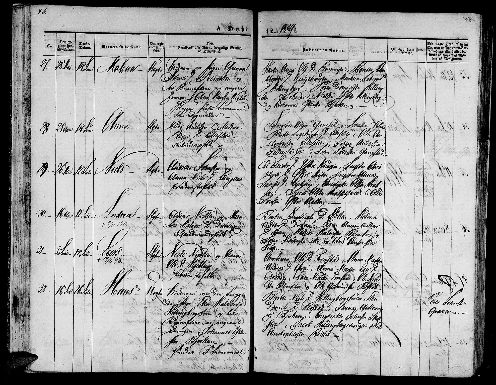 Ministerialprotokoller, klokkerbøker og fødselsregistre - Nord-Trøndelag, SAT/A-1458/701/L0006: Parish register (official) no. 701A06, 1825-1841, p. 36