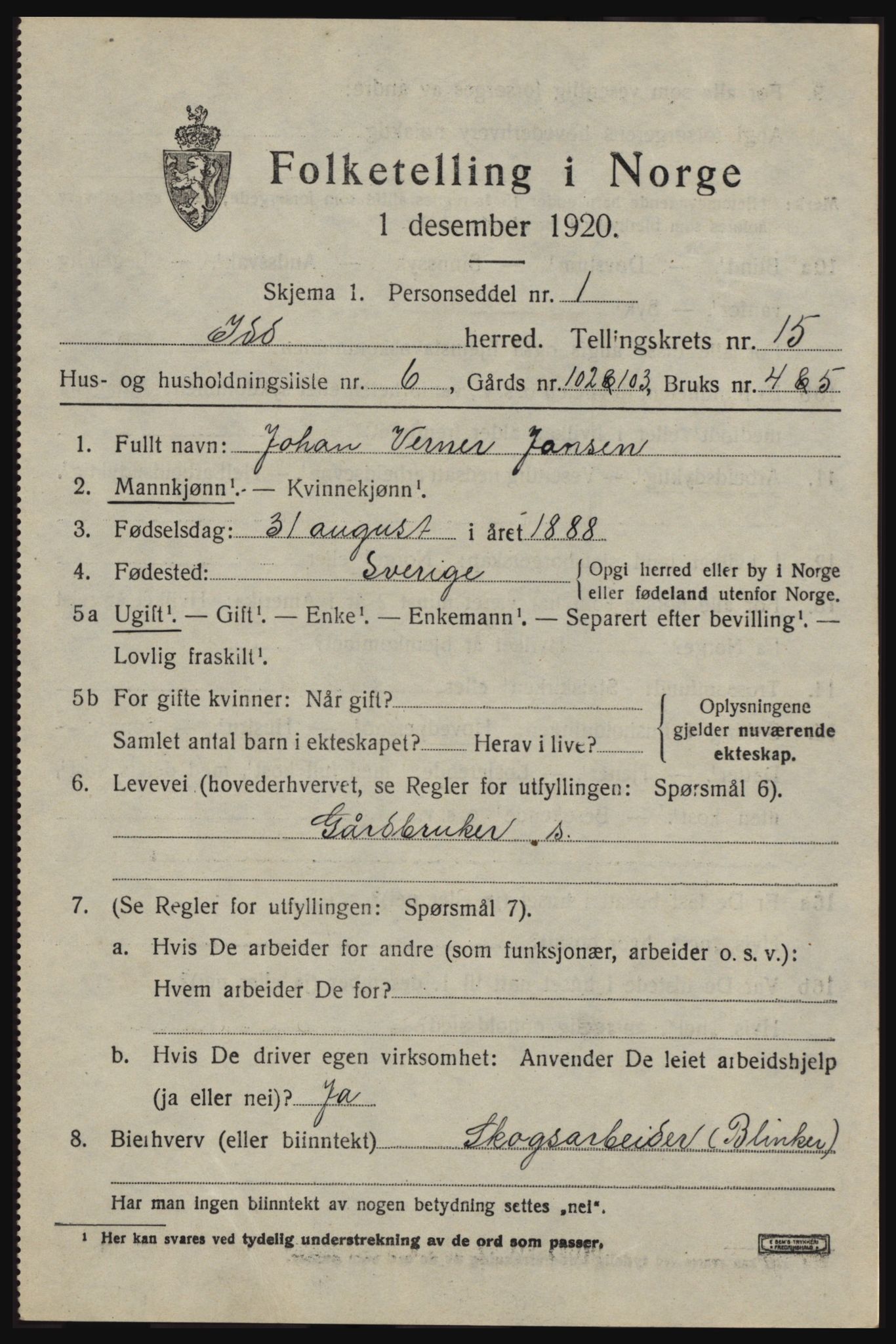 SAO, 1920 census for Idd, 1920, p. 13741