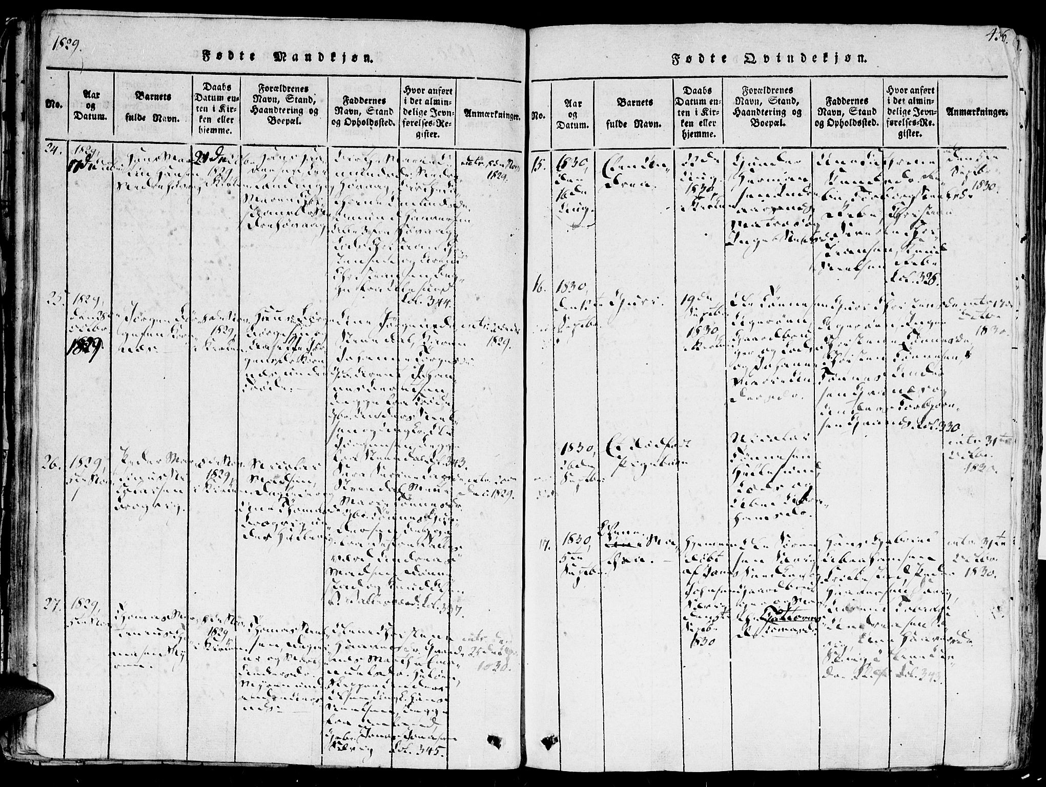 Høvåg sokneprestkontor, SAK/1111-0025/F/Fa/L0001: Parish register (official) no. A 1, 1816-1843, p. 45