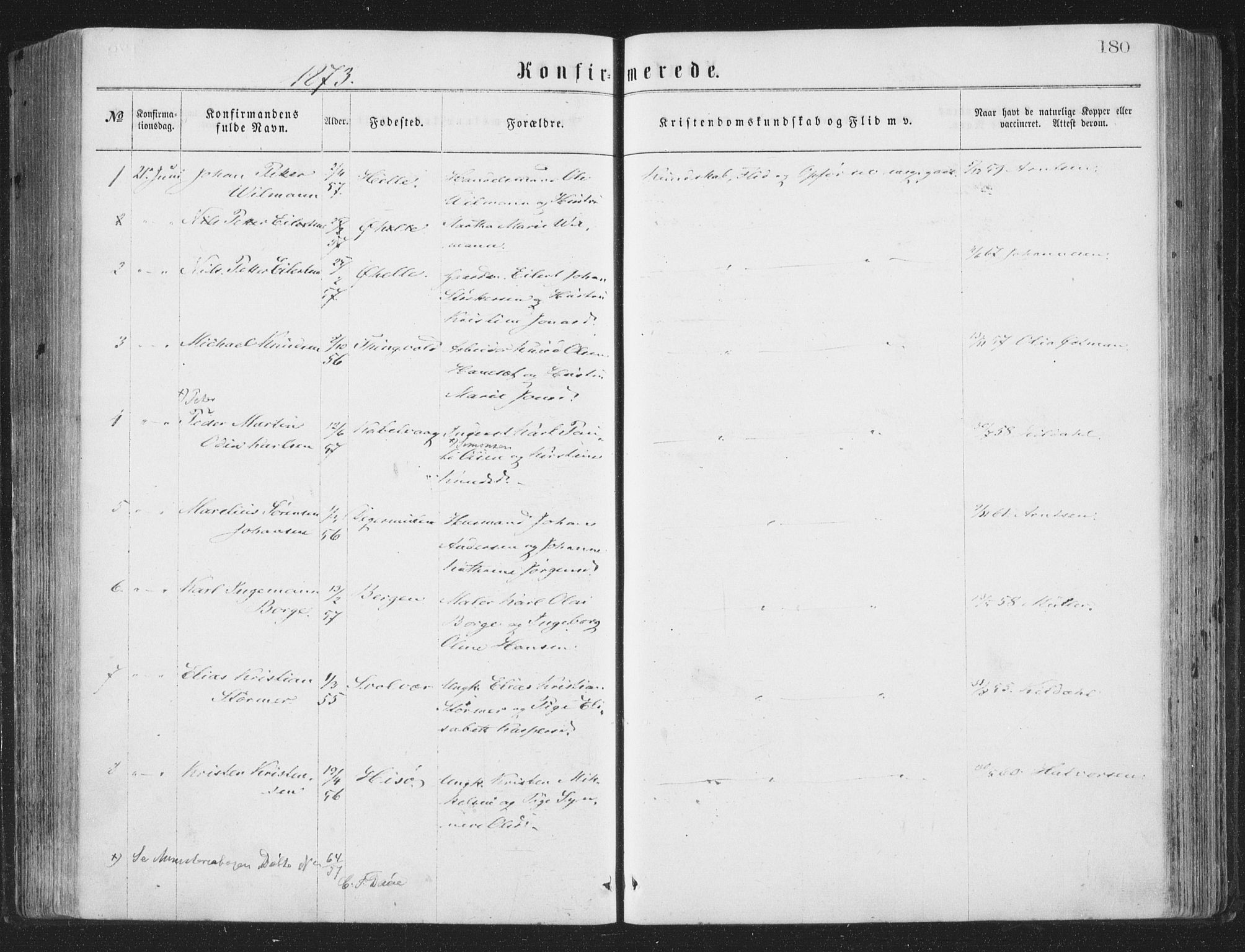 Ministerialprotokoller, klokkerbøker og fødselsregistre - Nordland, AV/SAT-A-1459/874/L1057: Parish register (official) no. 874A01, 1866-1877, p. 180