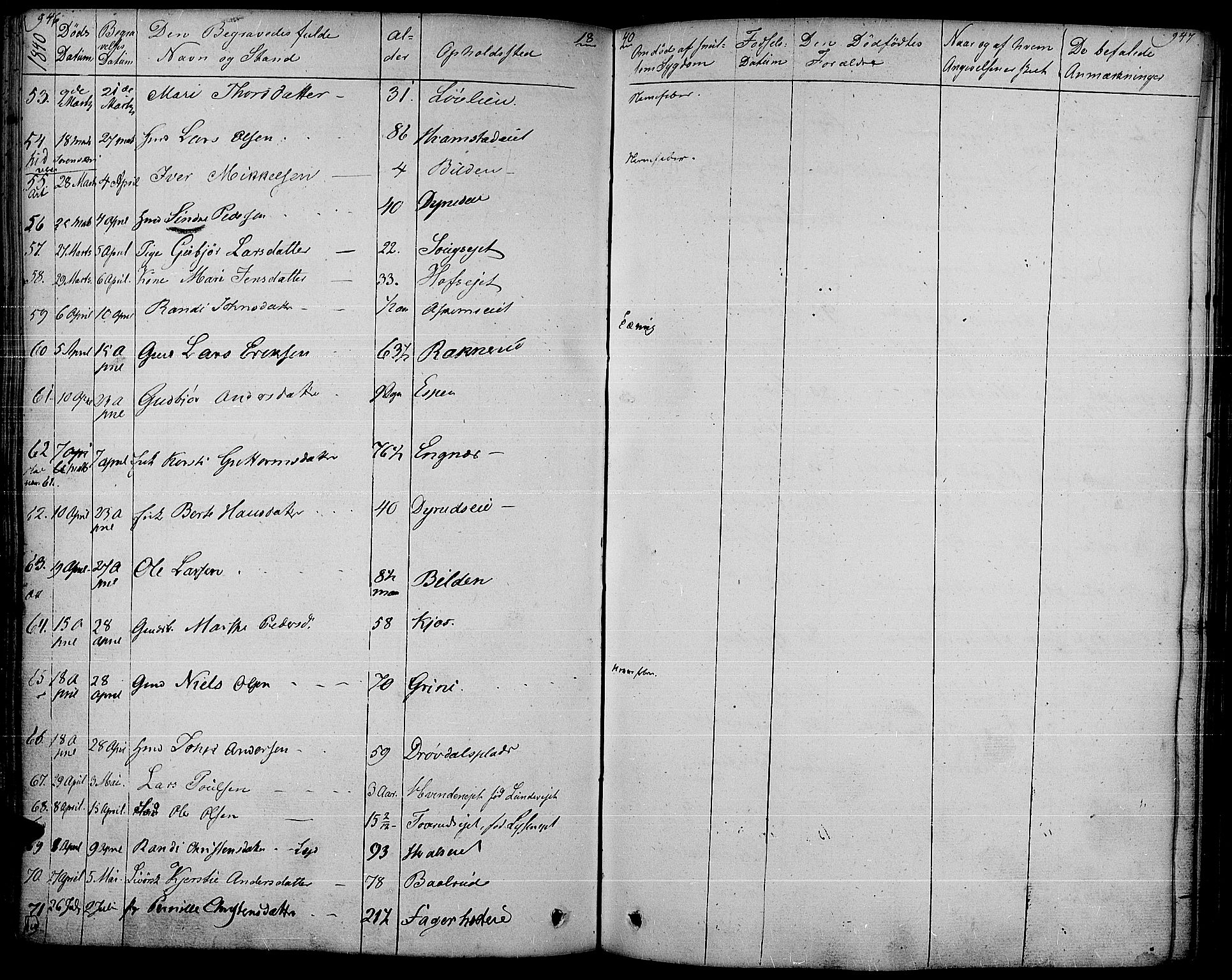 Gran prestekontor, AV/SAH-PREST-112/H/Ha/Haa/L0010: Parish register (official) no. 10, 1824-1842, p. 946-947