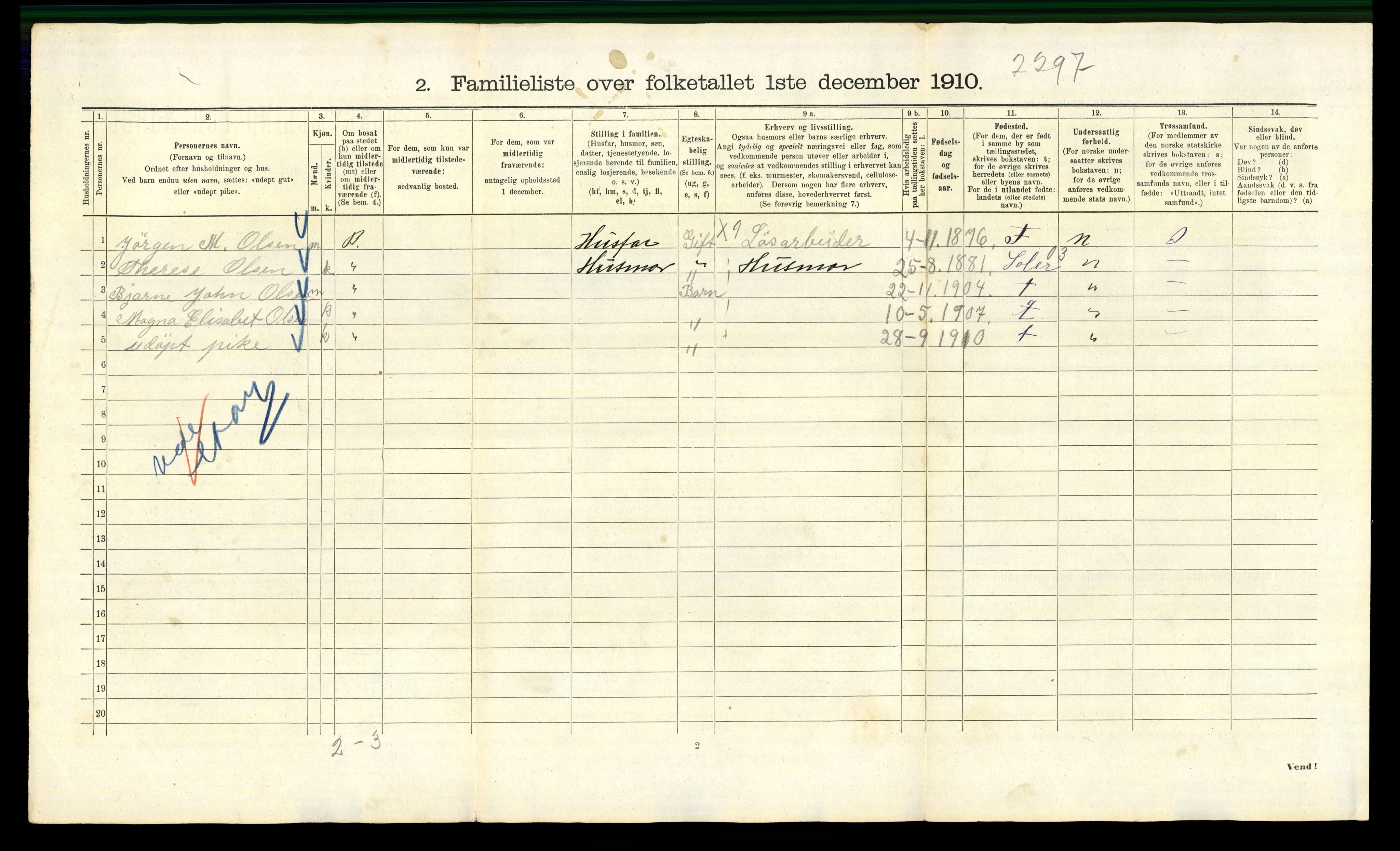 RA, 1910 census for Kristiania, 1910, p. 101638