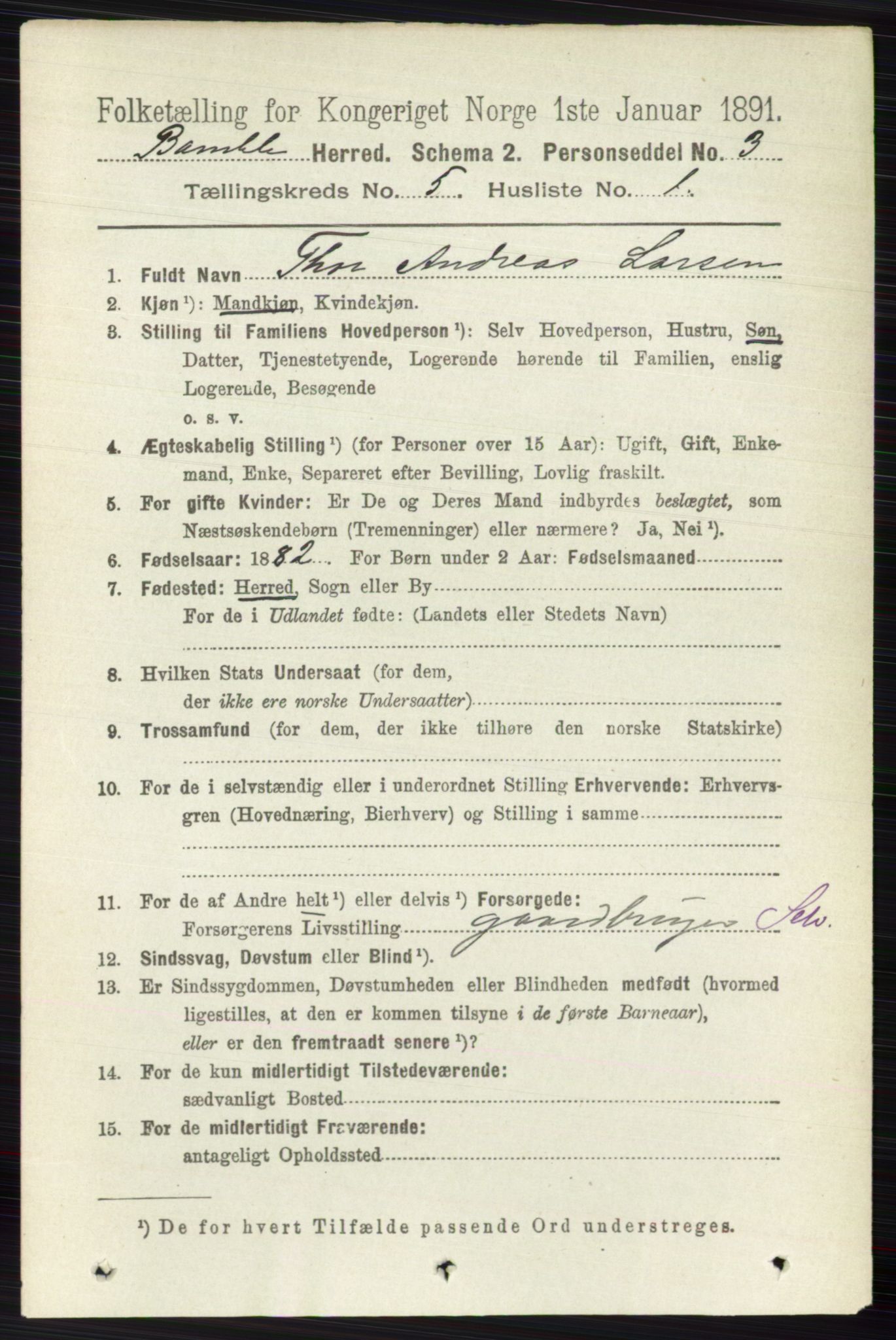 RA, 1891 census for 0814 Bamble, 1891, p. 2246