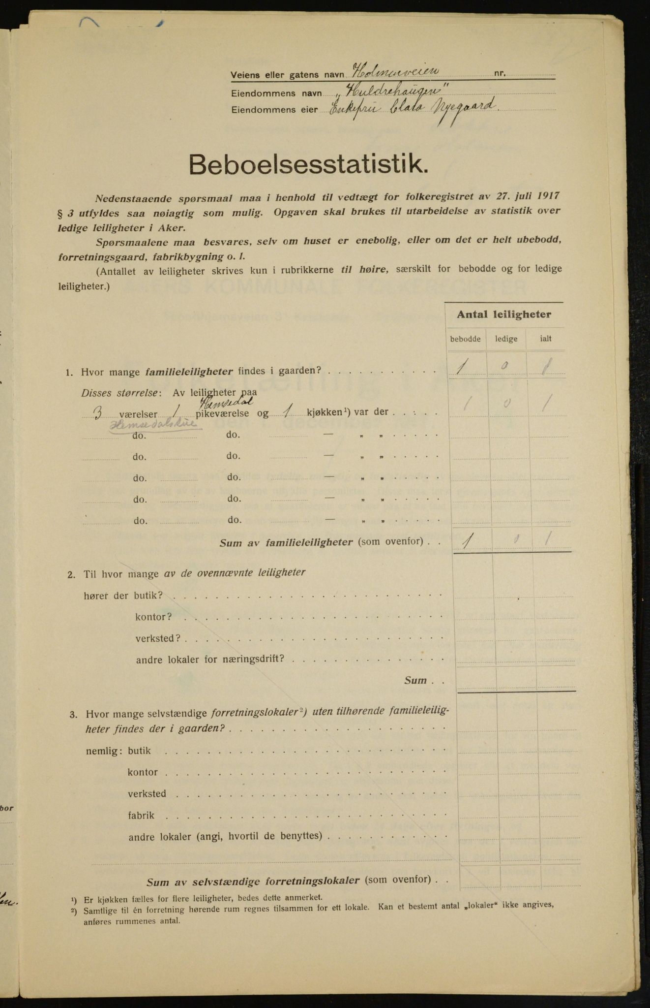OBA, Municipal Census 1917 for Aker, 1917, p. 8245