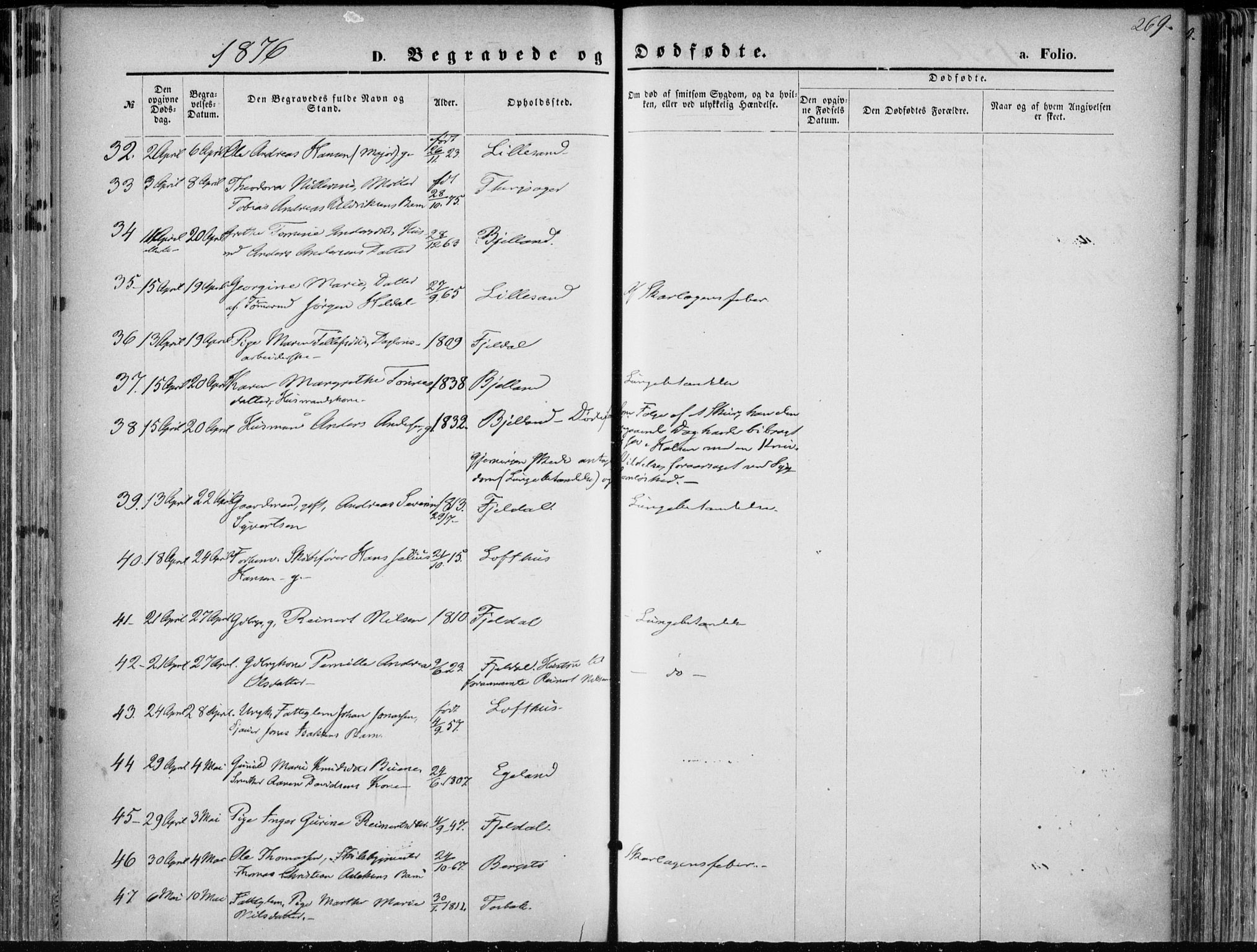 Vestre Moland sokneprestkontor, AV/SAK-1111-0046/F/Fa/Fab/L0008: Parish register (official) no. A 8, 1873-1883, p. 269