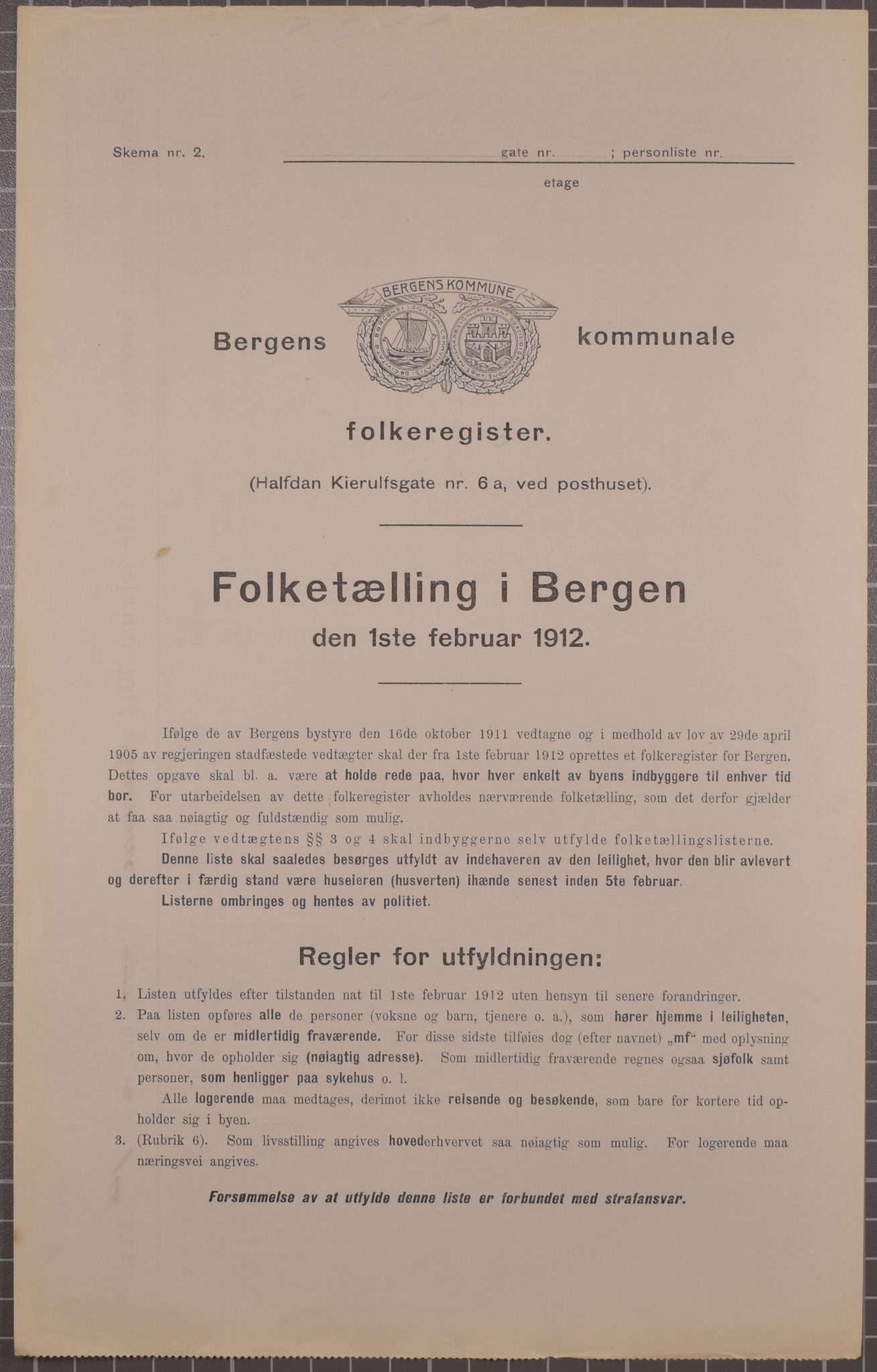 SAB, Municipal Census 1912 for Bergen, 1912, p. 1972