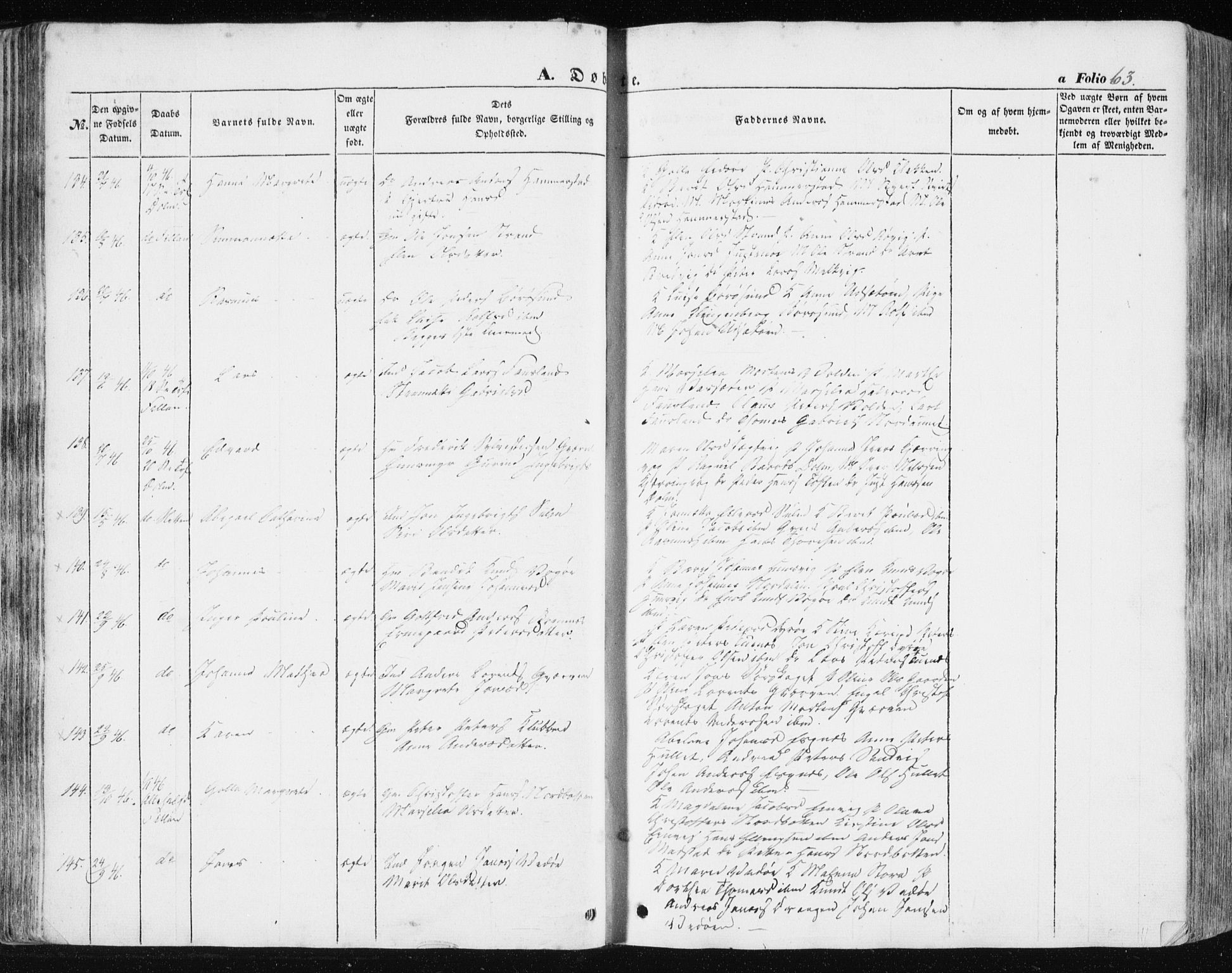 Ministerialprotokoller, klokkerbøker og fødselsregistre - Sør-Trøndelag, AV/SAT-A-1456/634/L0529: Parish register (official) no. 634A05, 1843-1851, p. 63