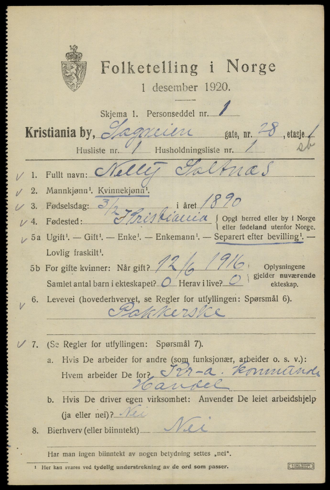 SAO, 1920 census for Kristiania, 1920, p. 477591