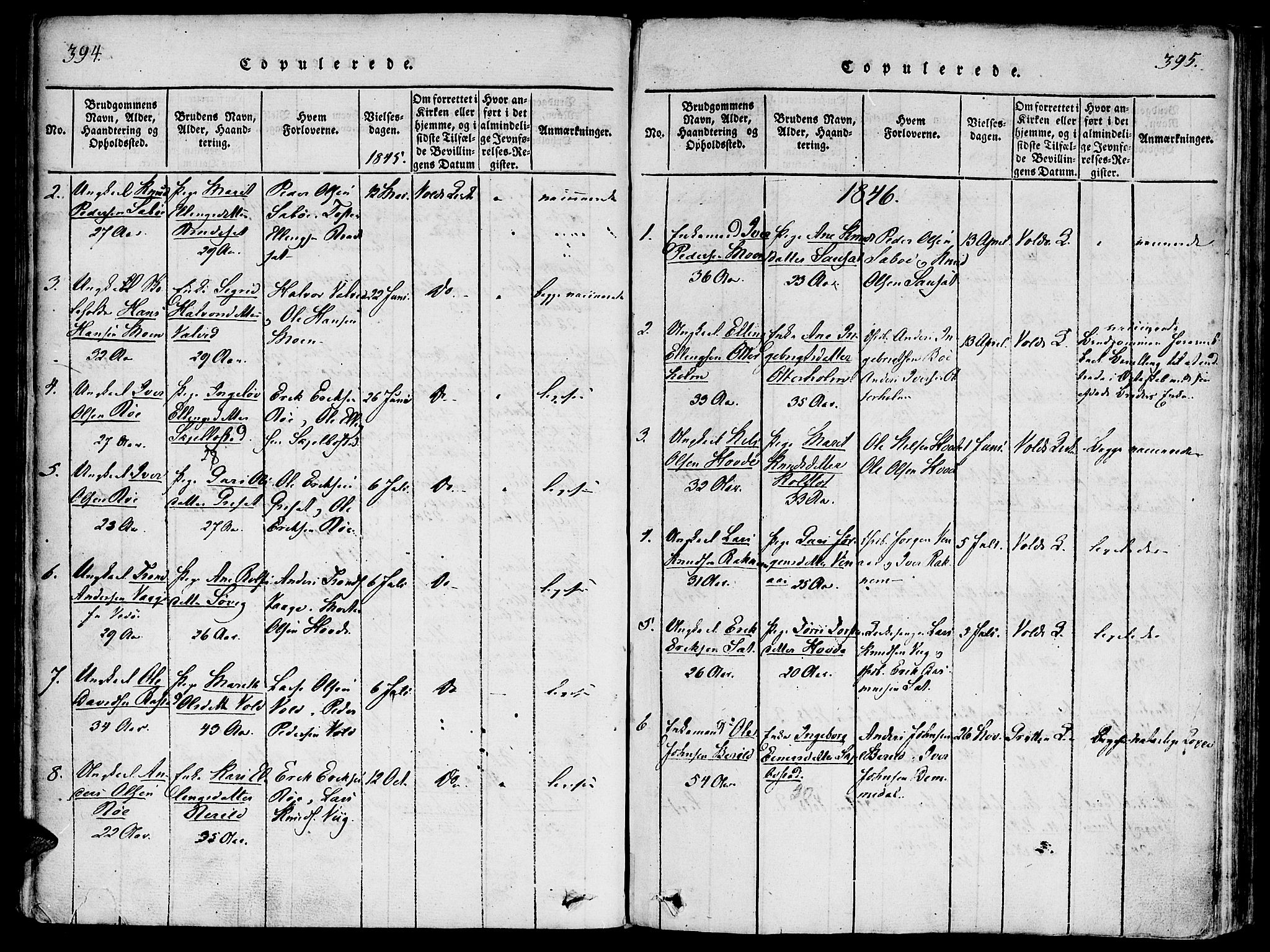 Ministerialprotokoller, klokkerbøker og fødselsregistre - Møre og Romsdal, SAT/A-1454/543/L0561: Parish register (official) no. 543A01, 1818-1853, p. 394-395