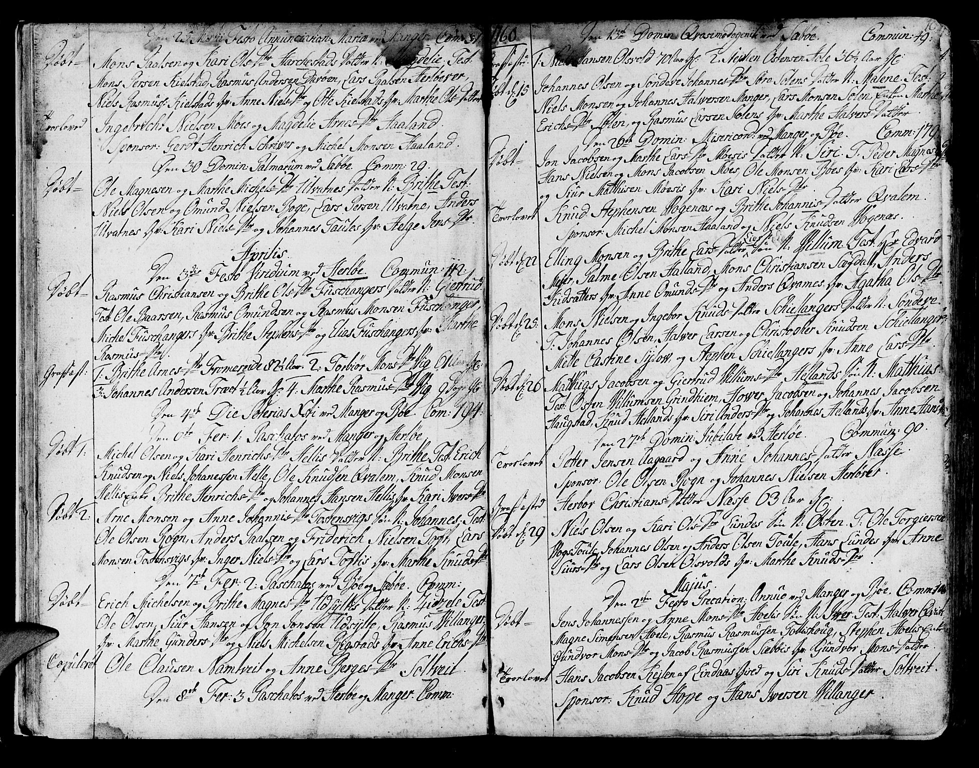 Manger sokneprestembete, SAB/A-76801/H/Haa: Parish register (official) no. A 1, 1759-1791, p. 10