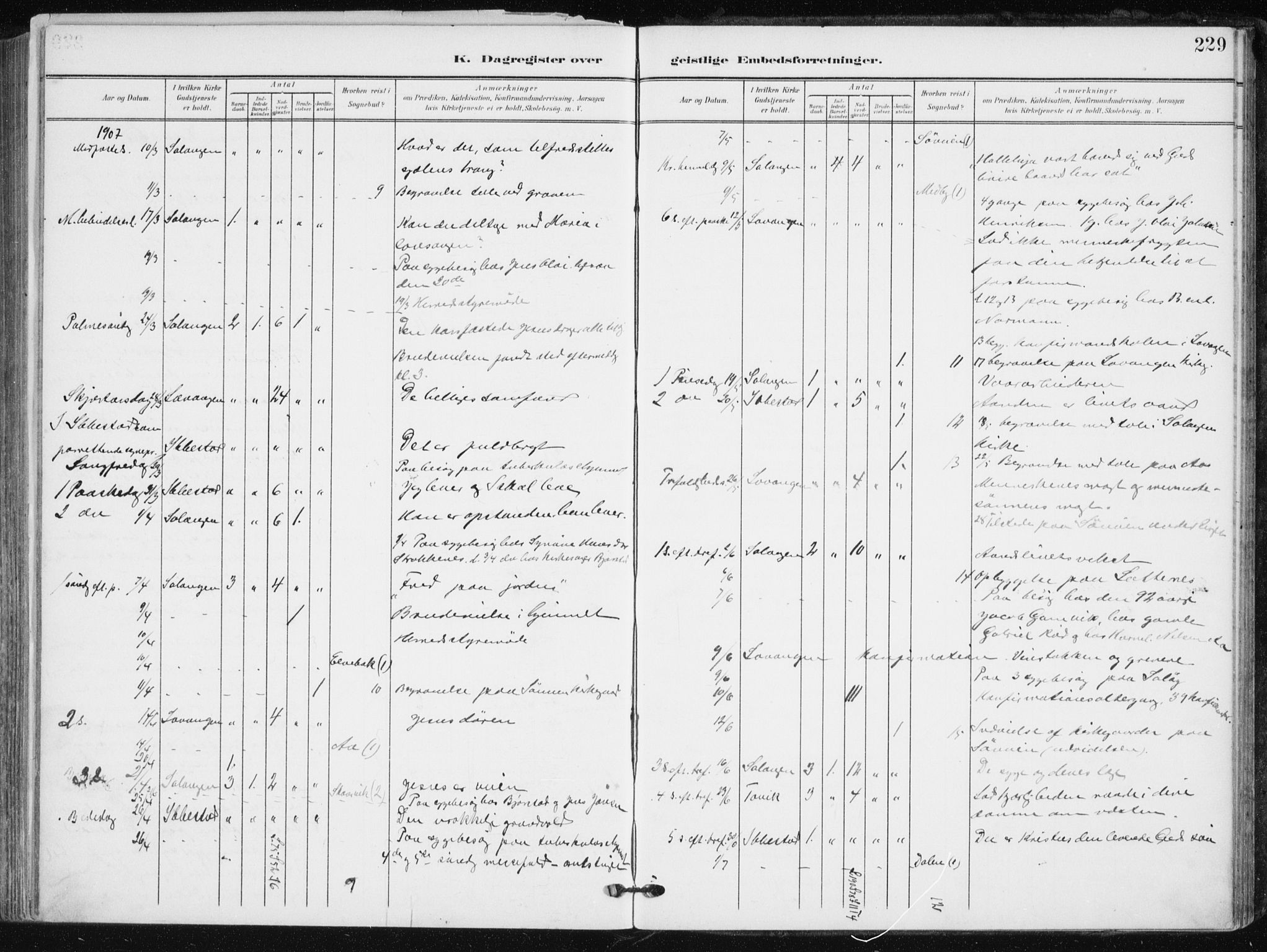 Salangen sokneprestembete, SATØ/S-1324/H/Ha/L0002kirke: Parish register (official) no. 2, 1902-1911, p. 229