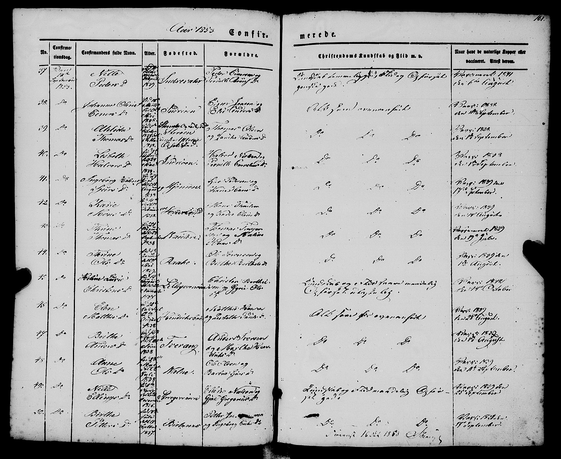 Gulen sokneprestembete, AV/SAB-A-80201/H/Haa/Haaa/L0021: Parish register (official) no. A 21, 1848-1858, p. 161