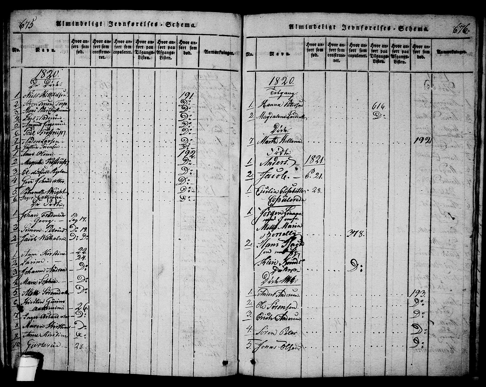 Langesund kirkebøker, SAKO/A-280/G/Ga/L0003: Parish register (copy) no. 3, 1815-1858, p. 675-676