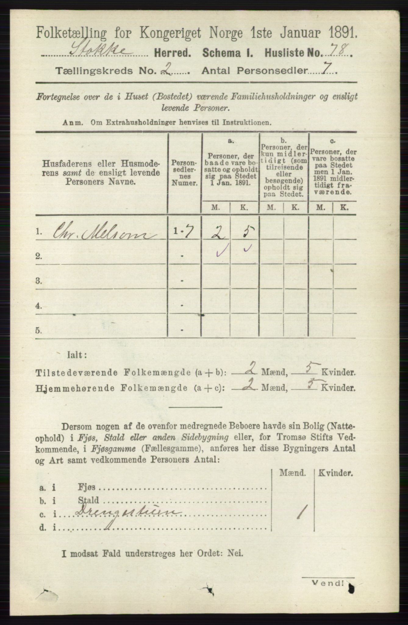 RA, 1891 census for 0720 Stokke, 1891, p. 941