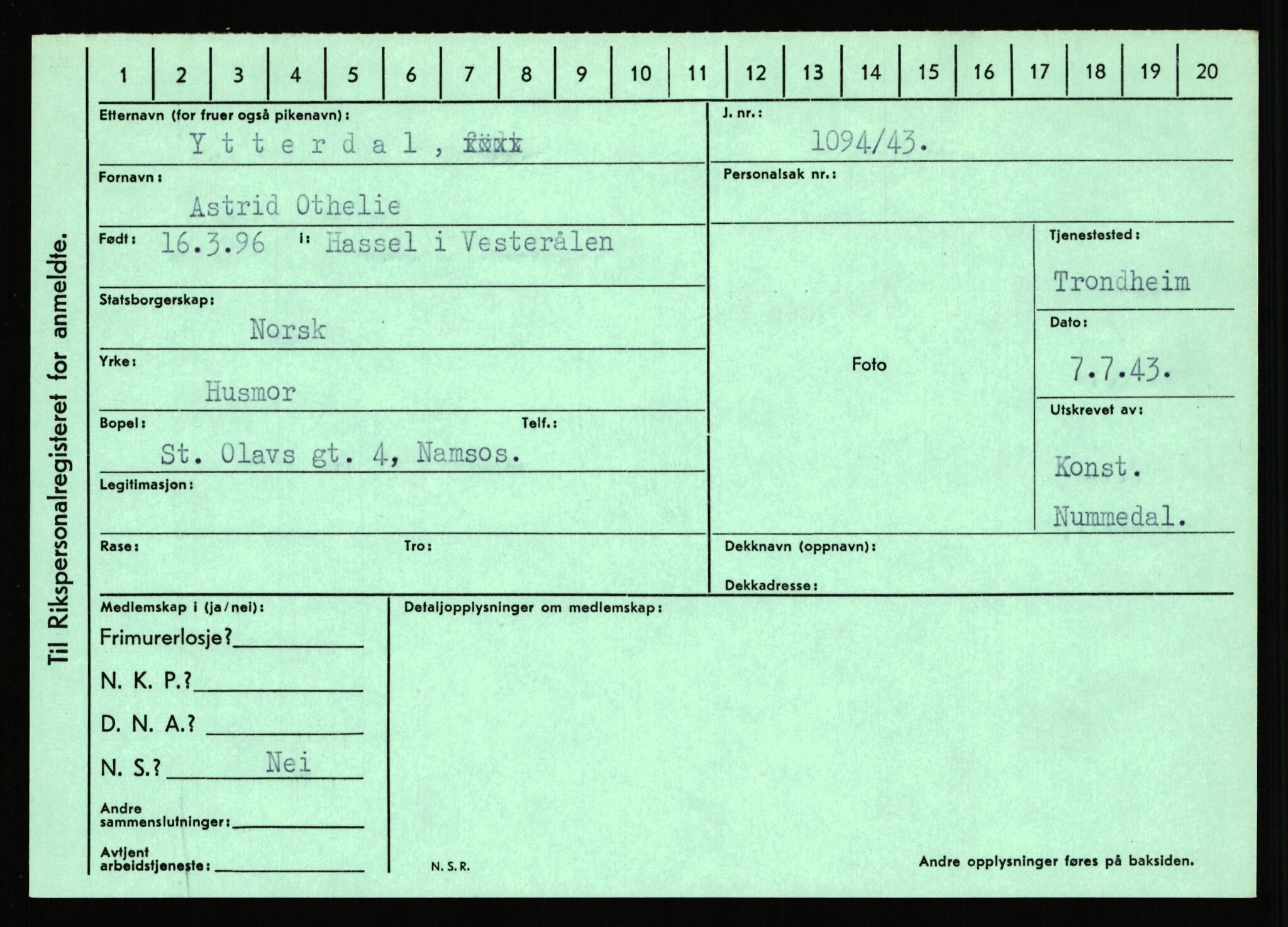 Statspolitiet - Hovedkontoret / Osloavdelingen, AV/RA-S-1329/C/Ca/L0016: Uberg - Øystese, 1943-1945, p. 3249