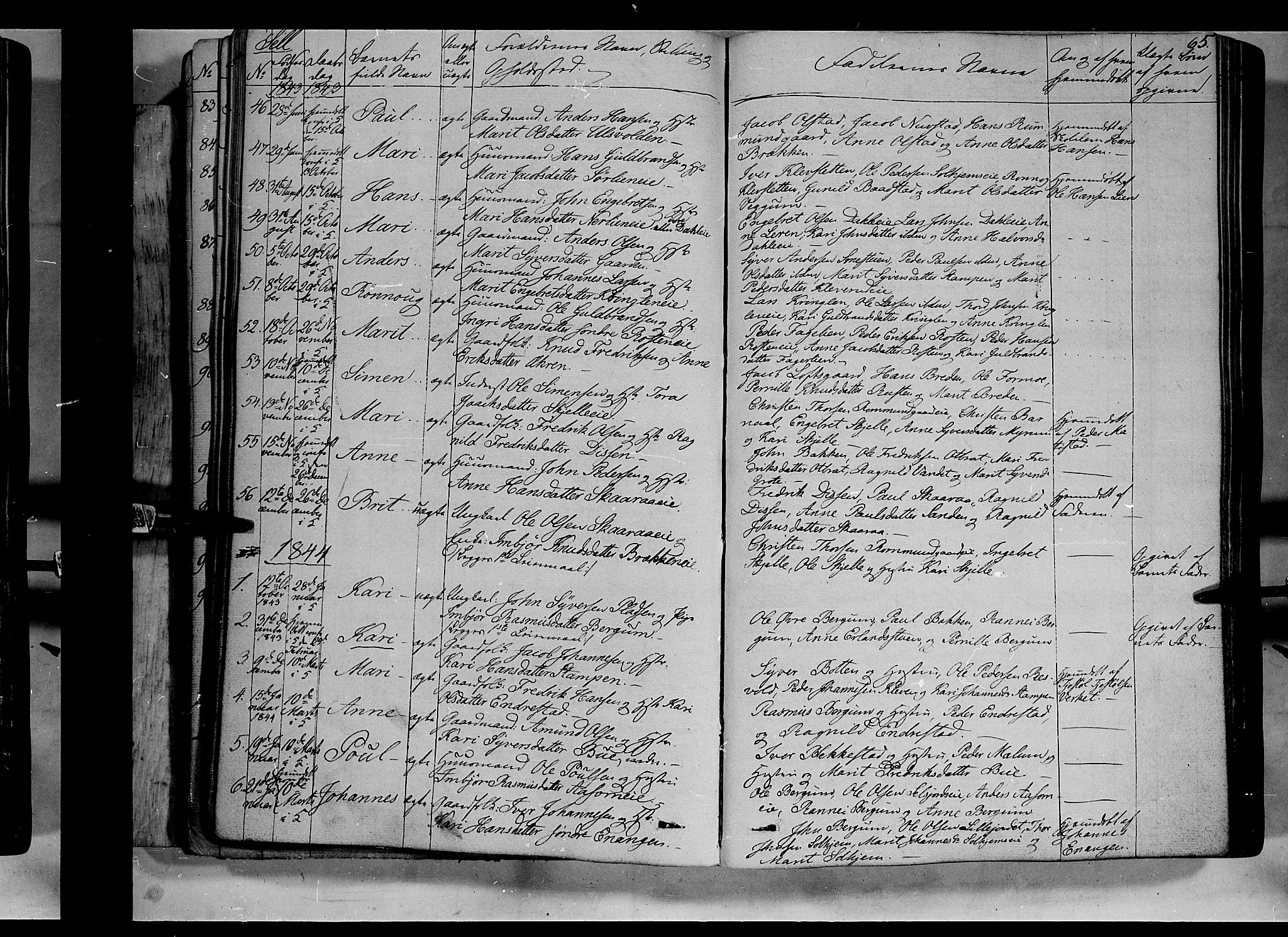 Vågå prestekontor, SAH/PREST-076/H/Ha/Haa/L0005: Parish register (official) no. 5 /3, 1842-1856, p. 65