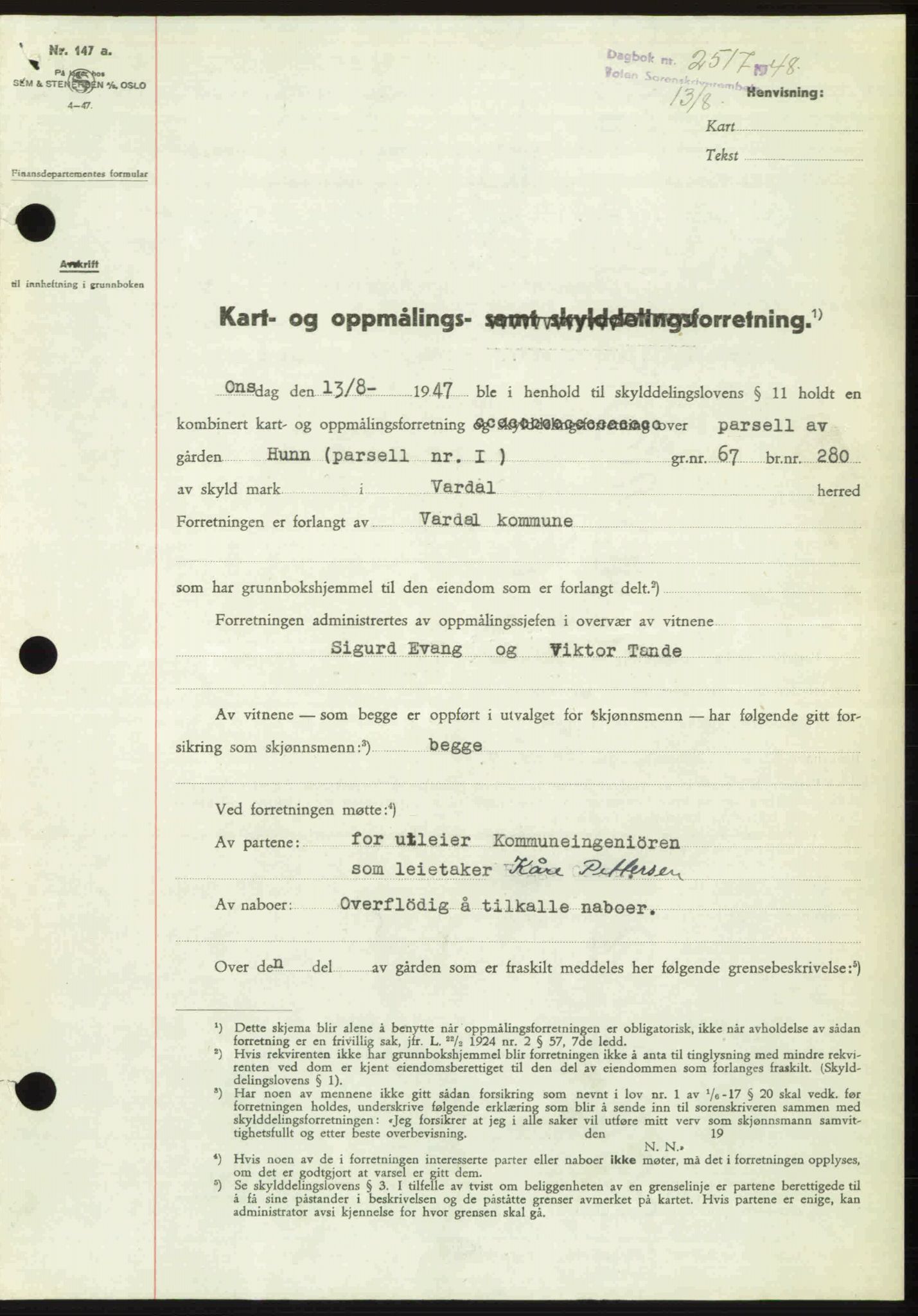 Toten tingrett, SAH/TING-006/H/Hb/Hbc/L0020: Mortgage book no. Hbc-20, 1948-1948, Diary no: : 2517/1948