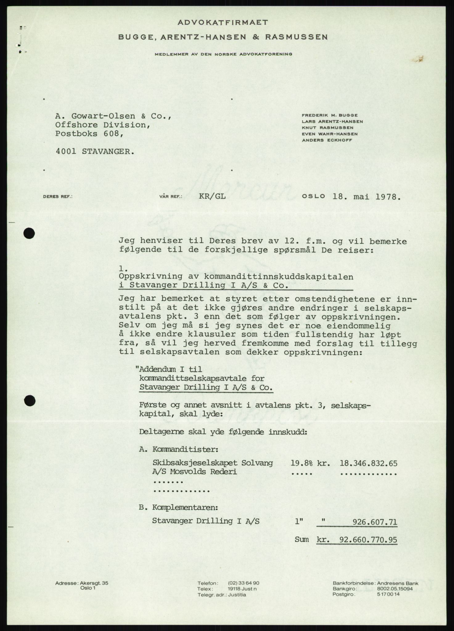 Pa 1503 - Stavanger Drilling AS, AV/SAST-A-101906/D/L0006: Korrespondanse og saksdokumenter, 1974-1984, p. 495