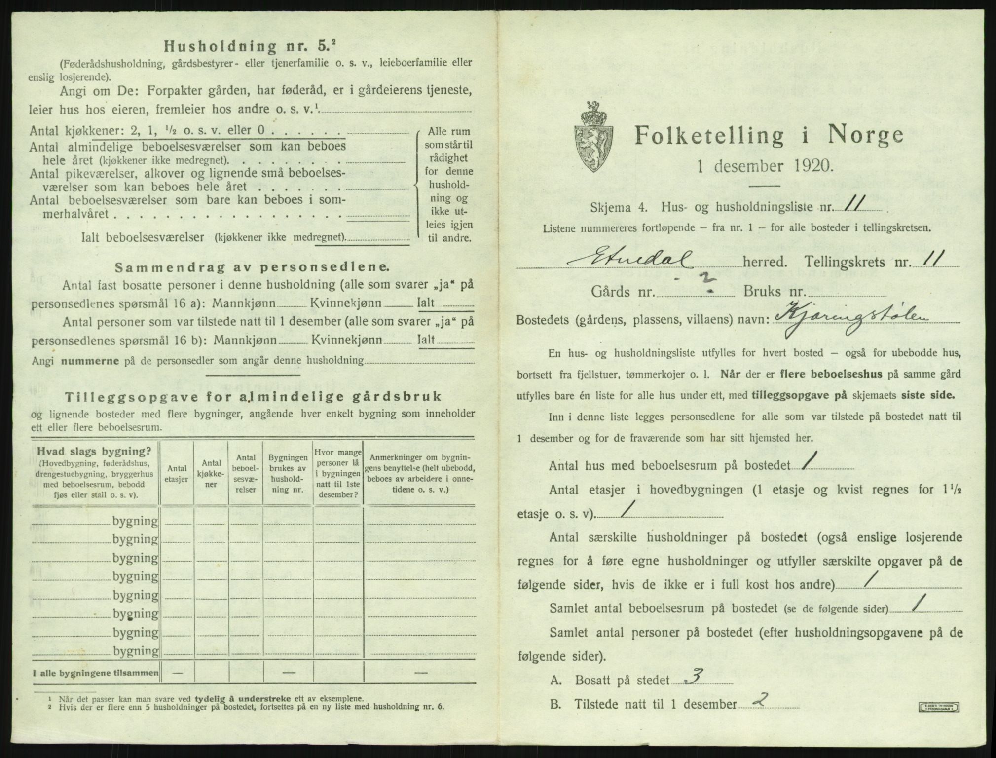 SAH, 1920 census for Etnedal, 1920, p. 786