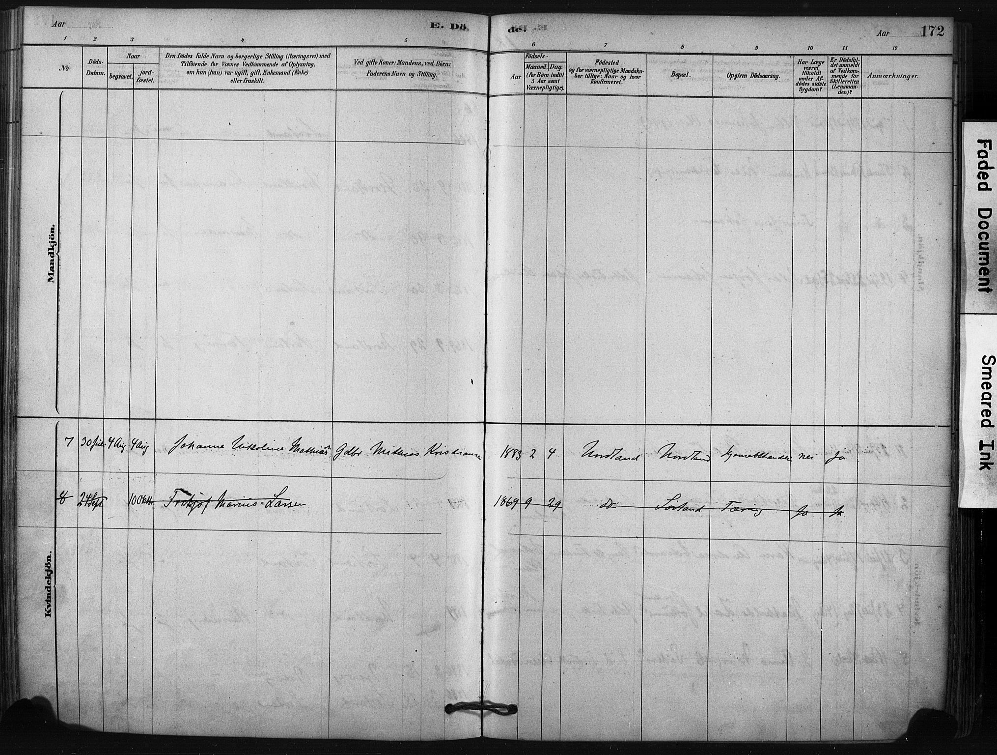 Ministerialprotokoller, klokkerbøker og fødselsregistre - Nordland, AV/SAT-A-1459/807/L0122: Parish register (official) no. 807A05, 1880-1902, p. 172