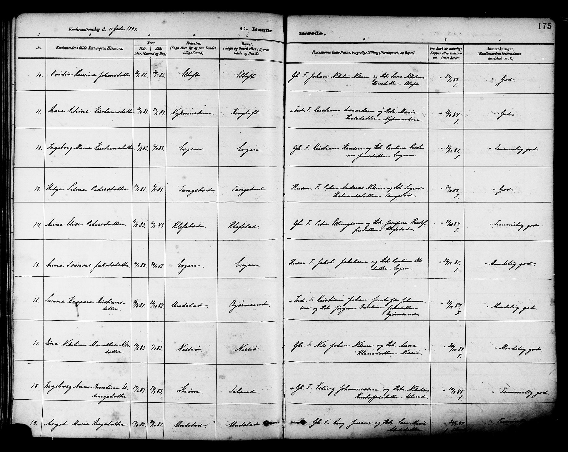 Ministerialprotokoller, klokkerbøker og fødselsregistre - Nordland, AV/SAT-A-1459/880/L1133: Parish register (official) no. 880A07, 1888-1898, p. 175