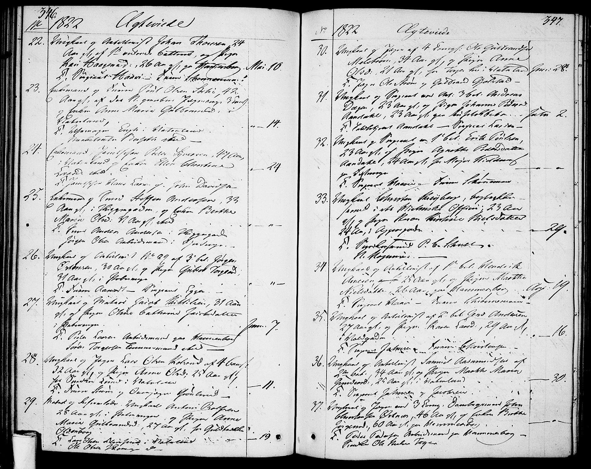 Garnisonsmenigheten Kirkebøker, SAO/A-10846/F/Fa/L0004: Parish register (official) no. 4, 1820-1828, p. 346-347