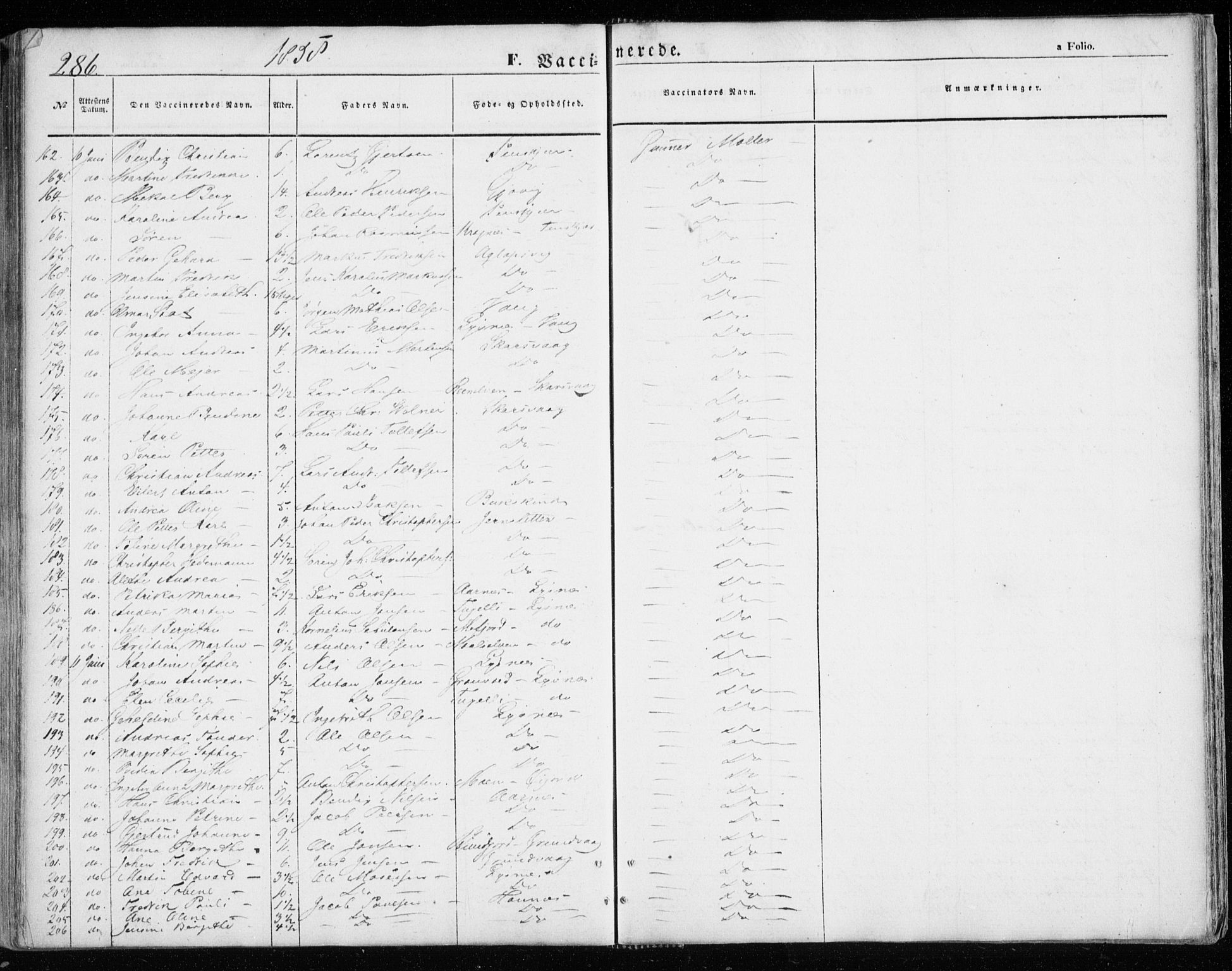 Lenvik sokneprestembete, SATØ/S-1310/H/Ha/Haa/L0007kirke: Parish register (official) no. 7, 1855-1865, p. 286