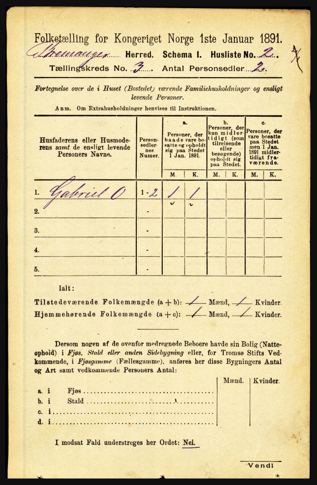 RA, 1891 census for 1438 Bremanger, 1891, p. 888