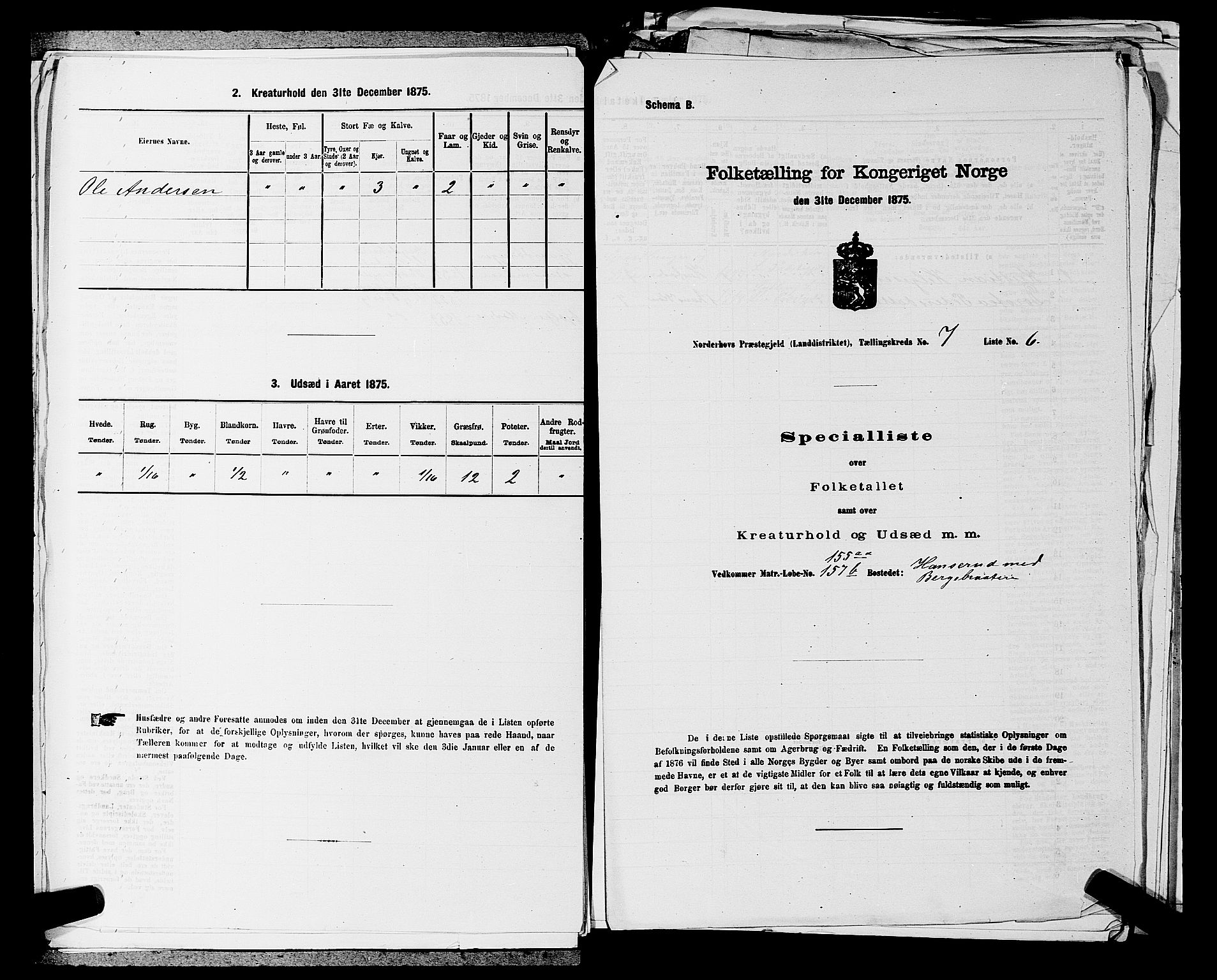 SAKO, 1875 census for 0613L Norderhov/Norderhov, Haug og Lunder, 1875, p. 1484