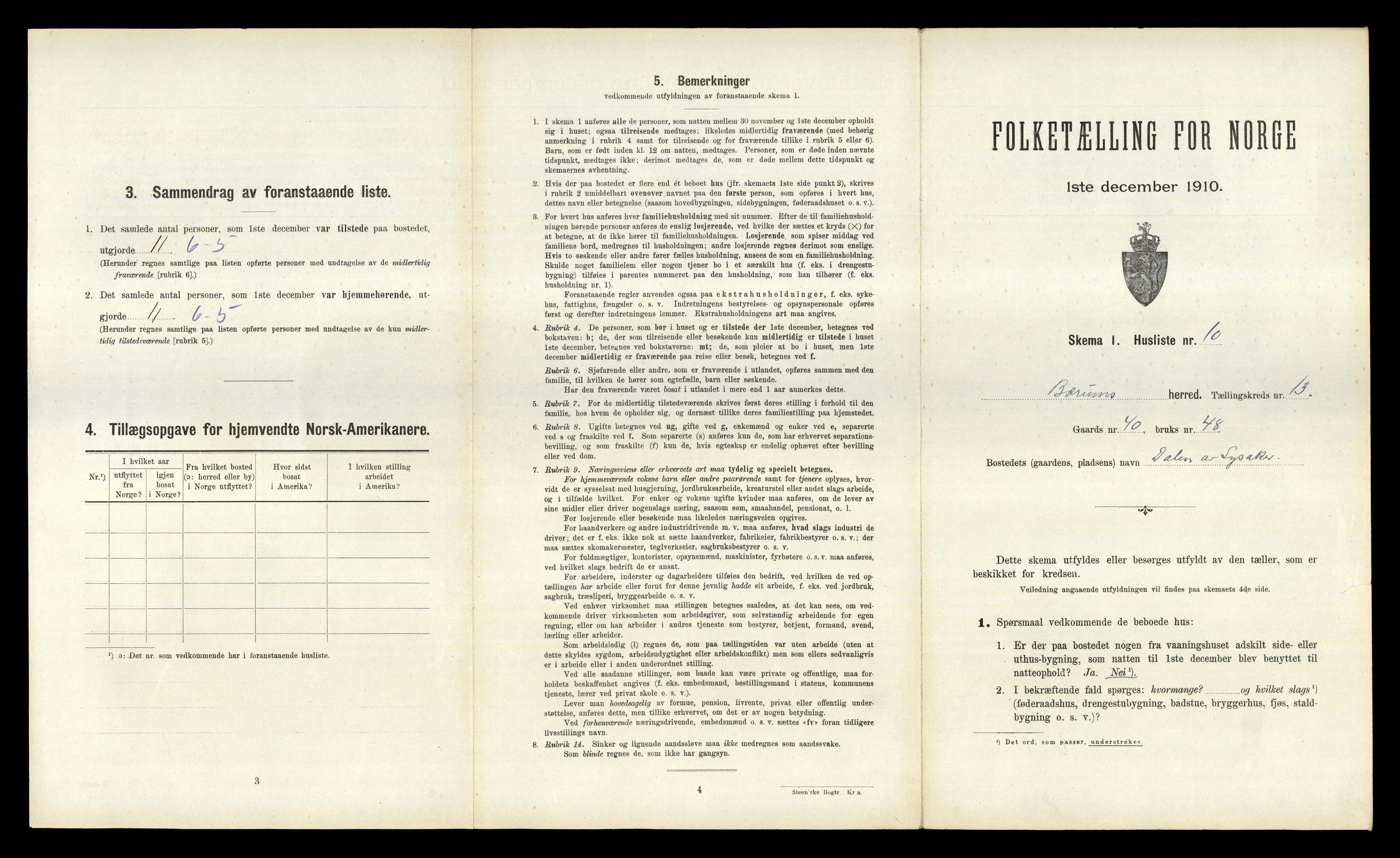 RA, 1910 census for Bærum, 1910, p. 1987