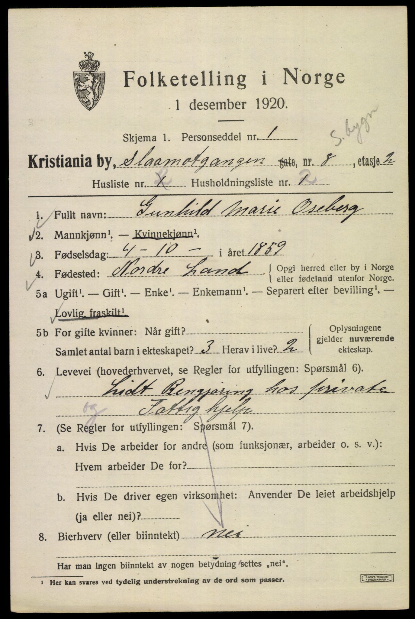 SAO, 1920 census for Kristiania, 1920, p. 517729