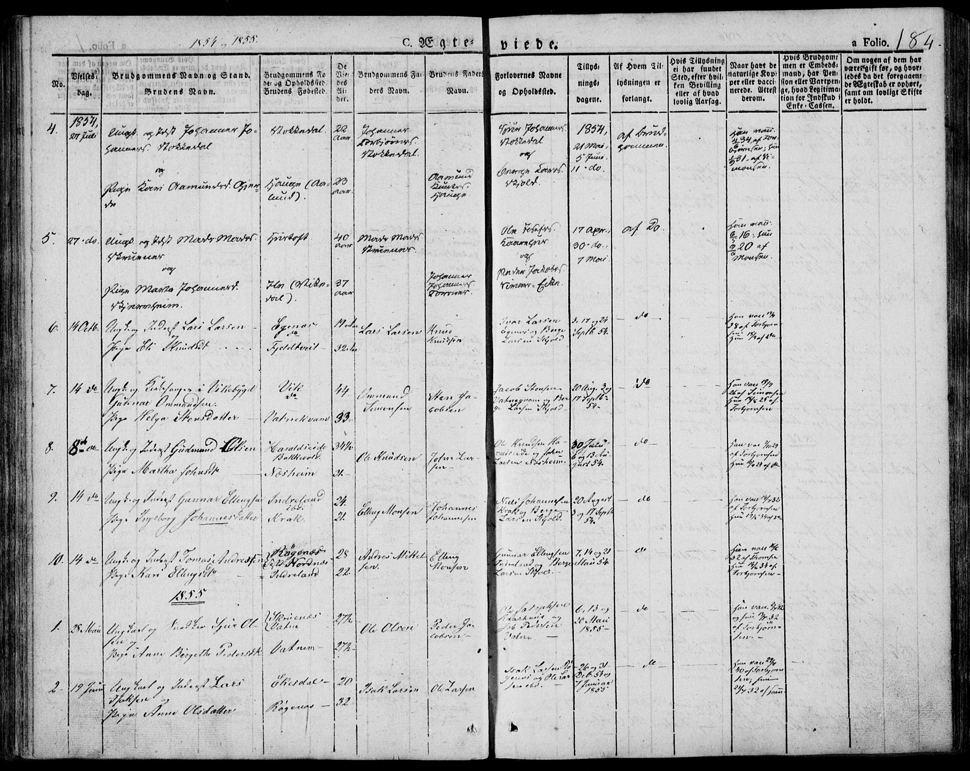 Skjold sokneprestkontor, AV/SAST-A-101847/H/Ha/Haa/L0005: Parish register (official) no. A 5, 1830-1856, p. 184