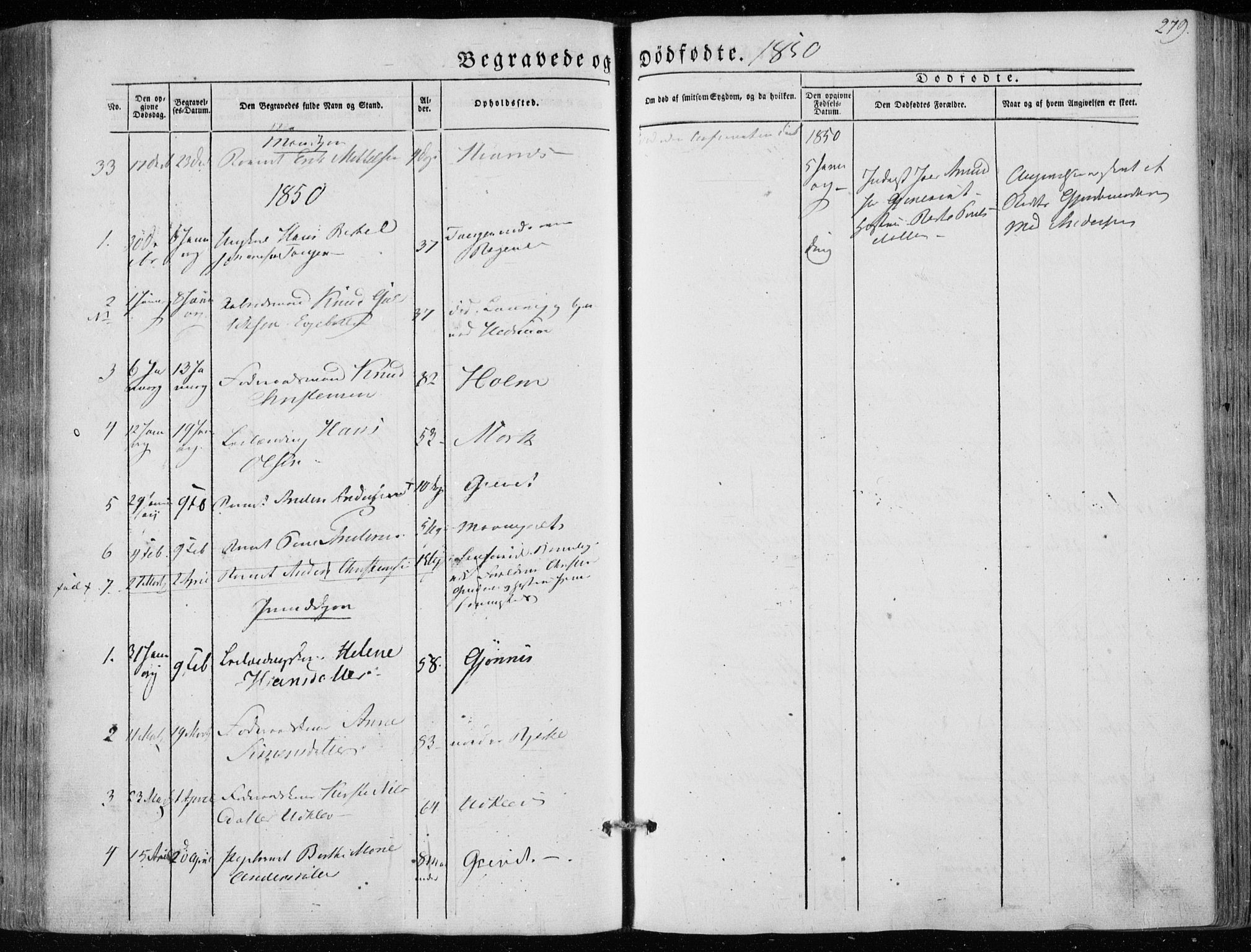 Hedrum kirkebøker, AV/SAKO-A-344/F/Fa/L0006: Parish register (official) no. I 6, 1849-1857, p. 279