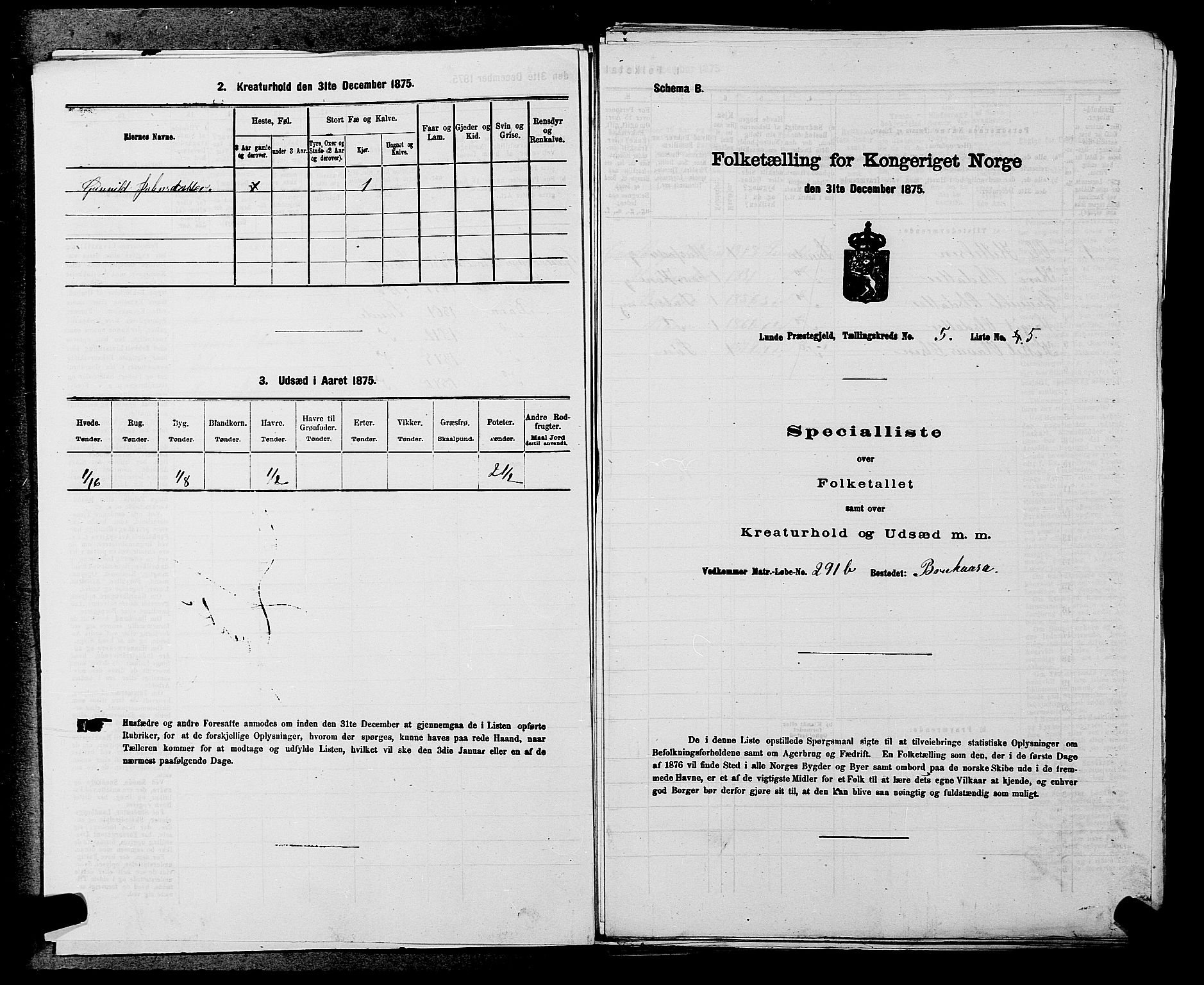 SAKO, 1875 census for 0820P Lunde, 1875, p. 665