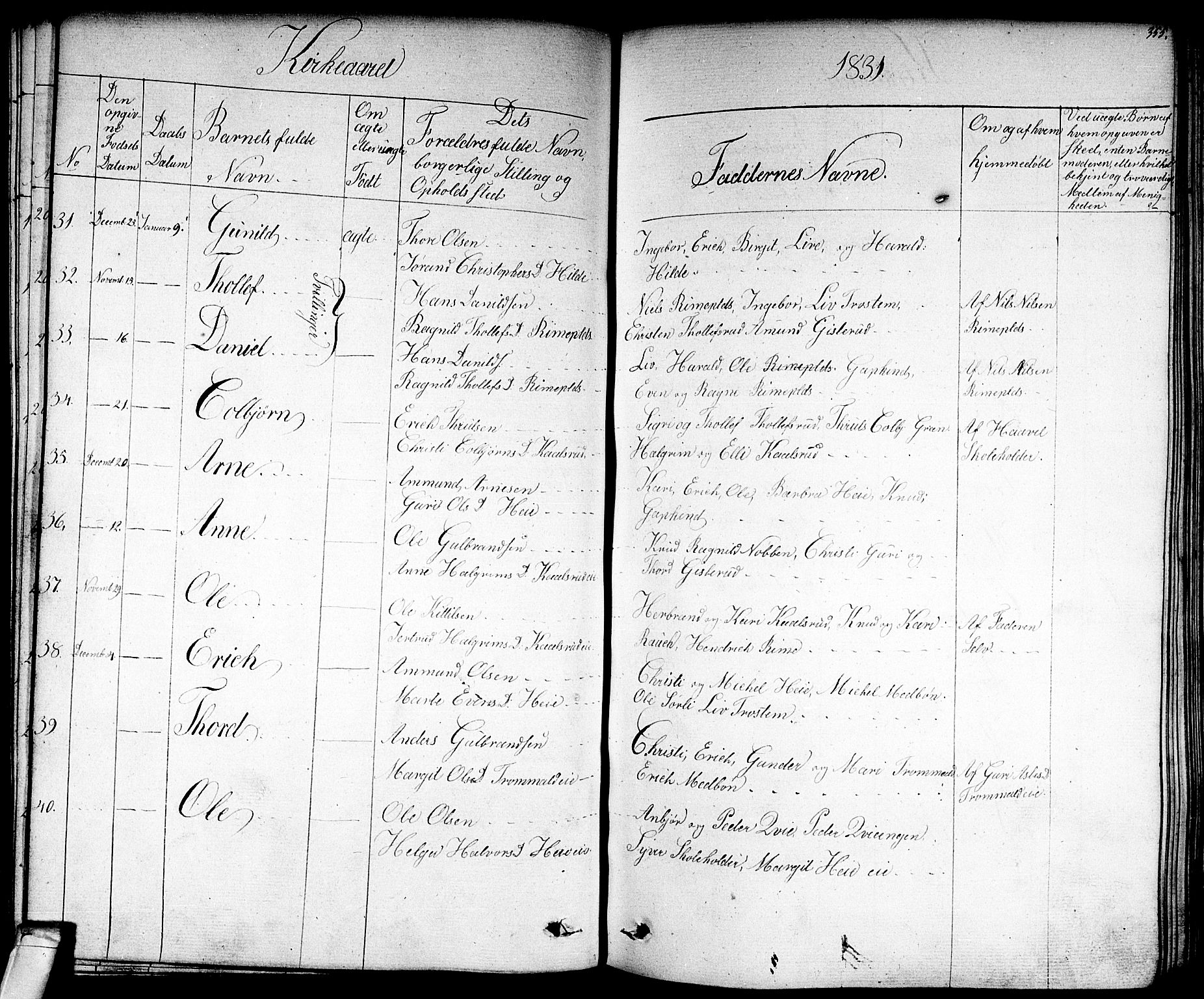 Nes kirkebøker, AV/SAKO-A-236/F/Fa/L0008: Parish register (official) no. 8, 1824-1834, p. 354-355