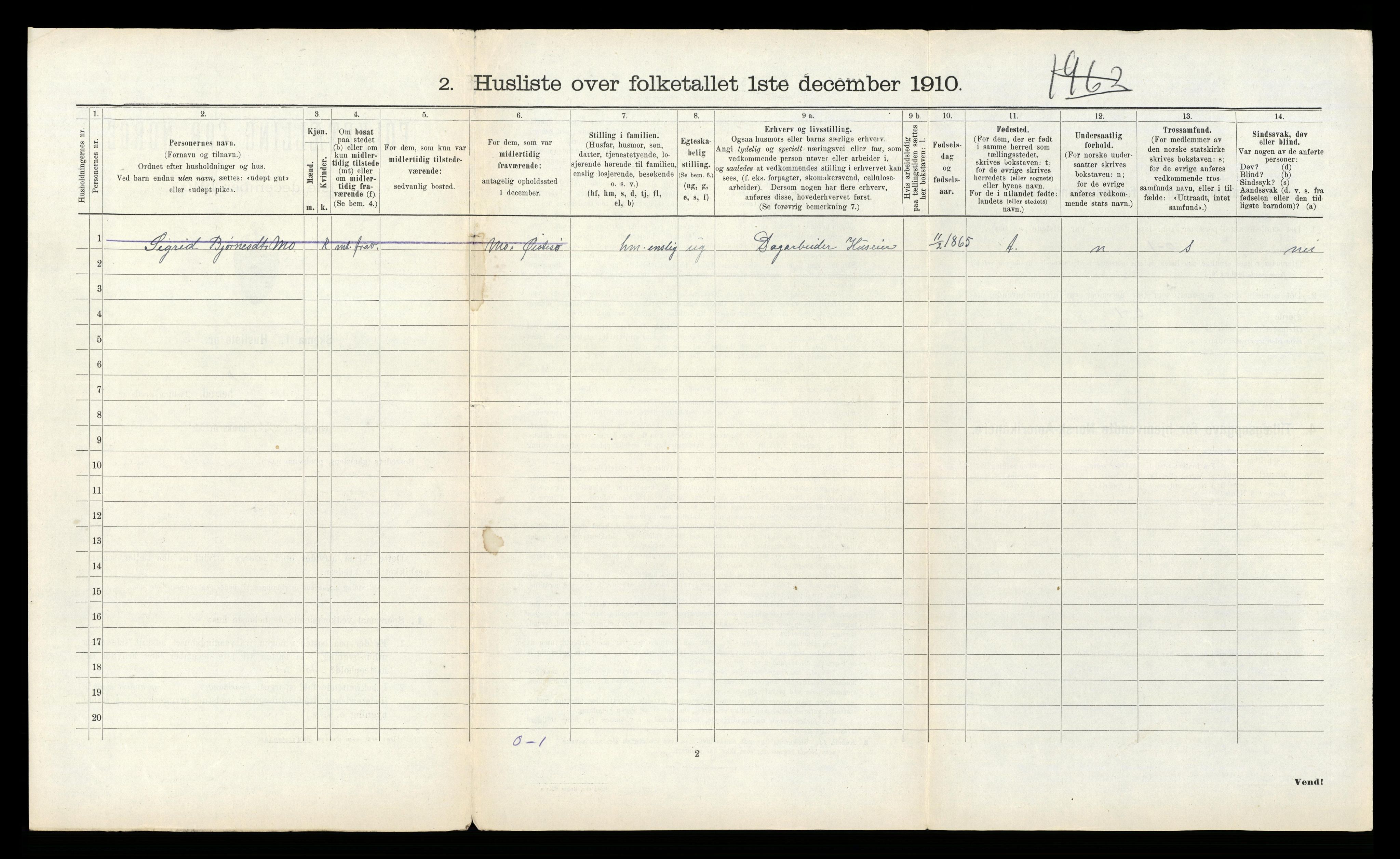 RA, 1910 census for Kvam, 1910, p. 766