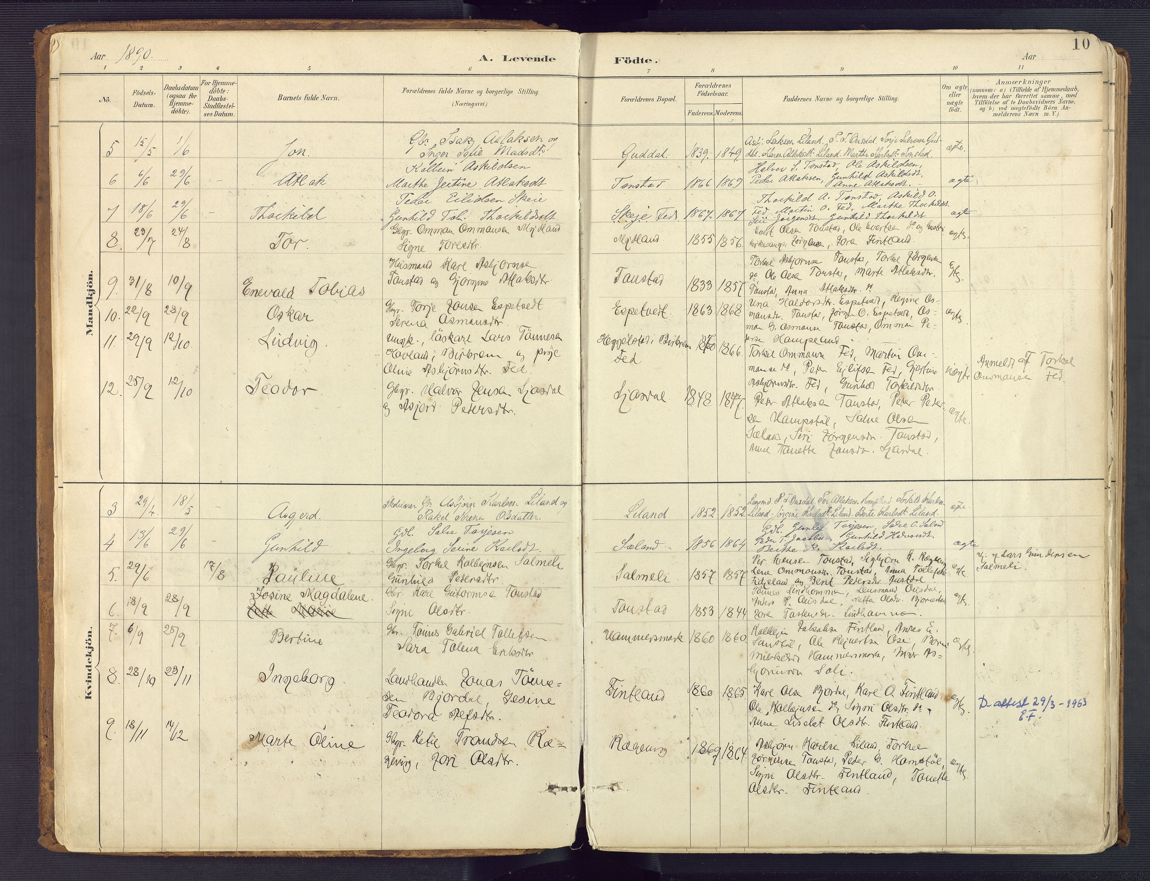 Sirdal sokneprestkontor, AV/SAK-1111-0036/F/Fa/Fab/L0004: Parish register (official) no. A 4, 1887-1919, p. 10