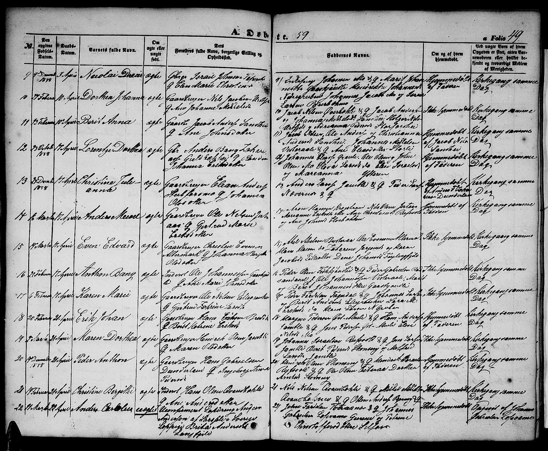 Ministerialprotokoller, klokkerbøker og fødselsregistre - Nordland, SAT/A-1459/827/L0414: Parish register (copy) no. 827C03, 1853-1865, p. 49
