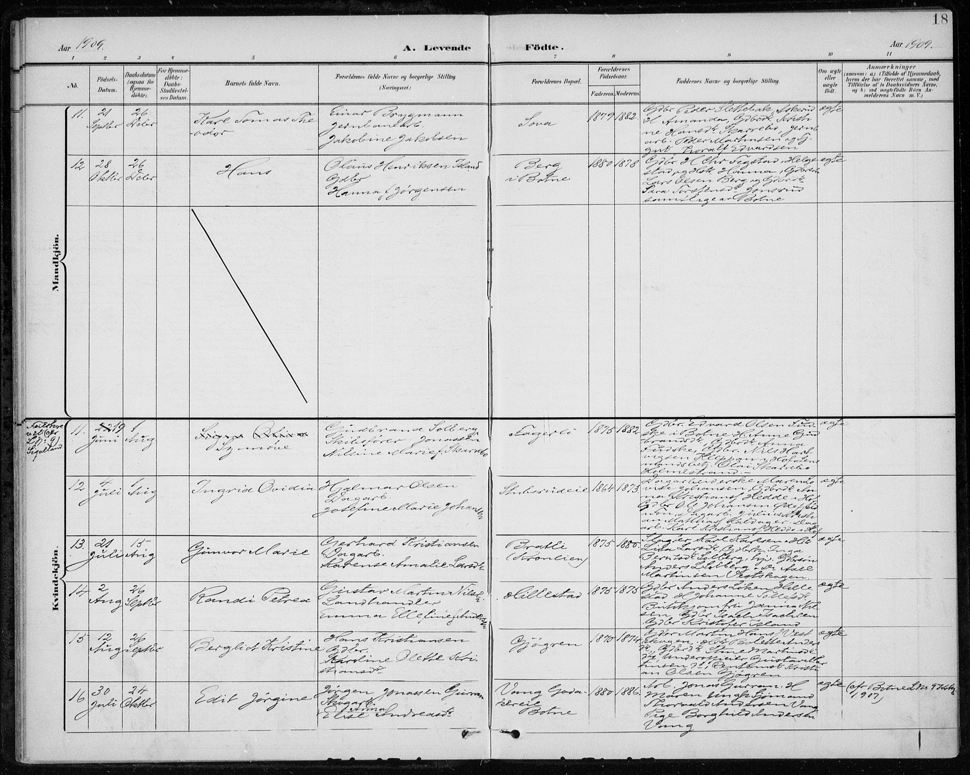Botne kirkebøker, SAKO/A-340/F/Fb/L0002: Parish register (official) no. II 2, 1902-1915, p. 18