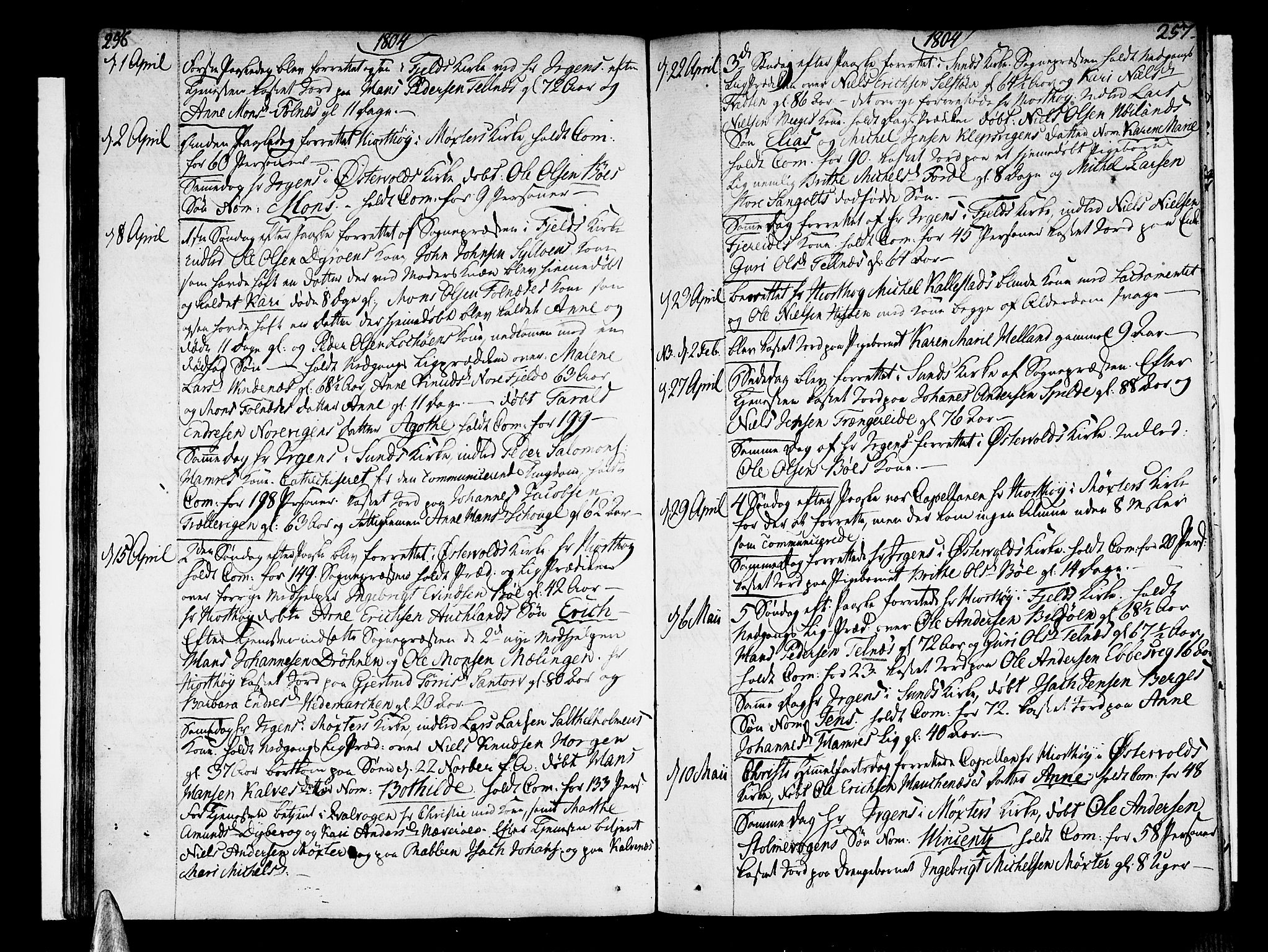 Sund sokneprestembete, AV/SAB-A-99930: Parish register (official) no. A 7, 1796-1815, p. 256-257