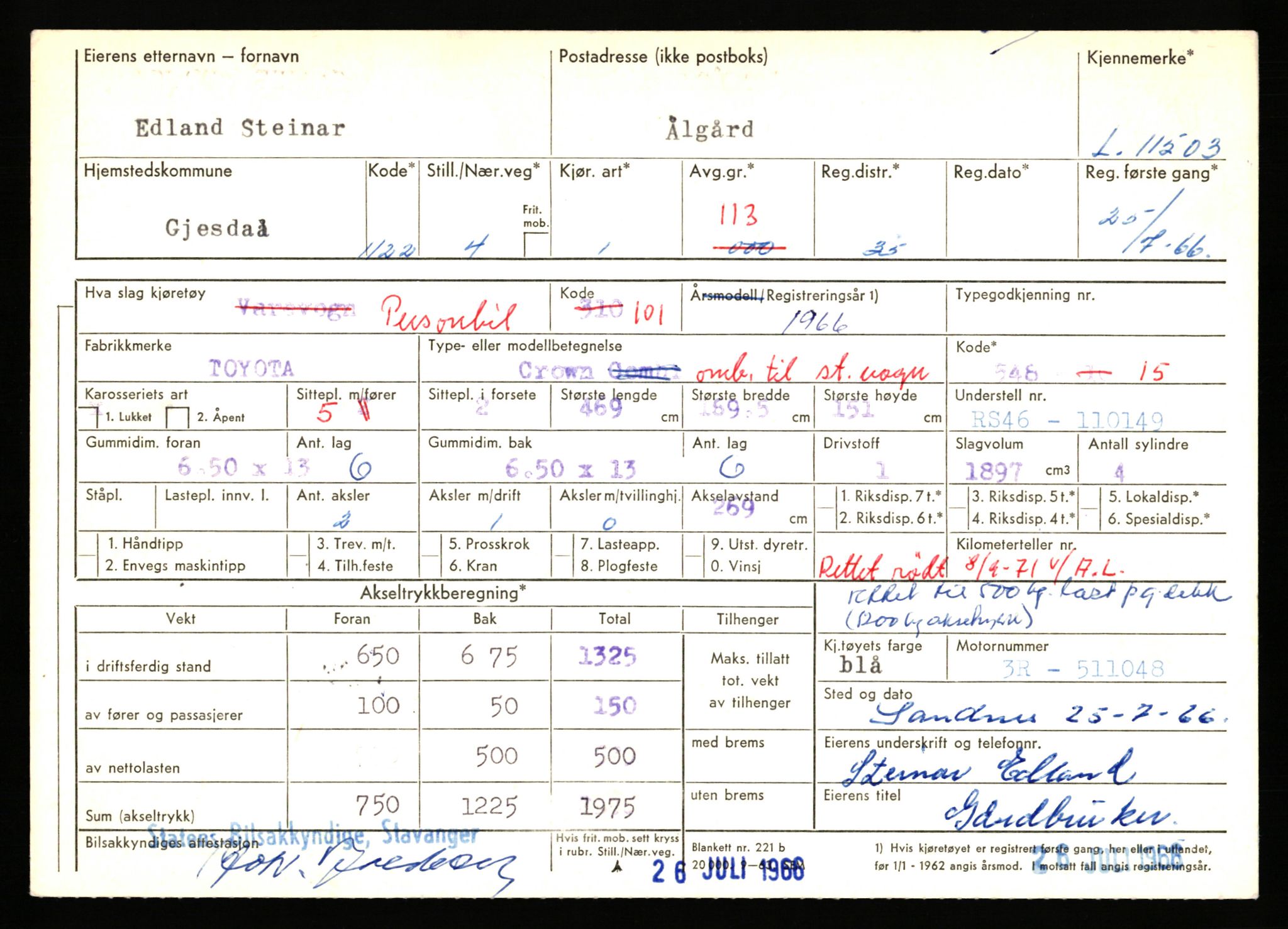 Stavanger trafikkstasjon, AV/SAST-A-101942/0/F/L0021: L-11500 - L-11999, 1930-1971, p. 13