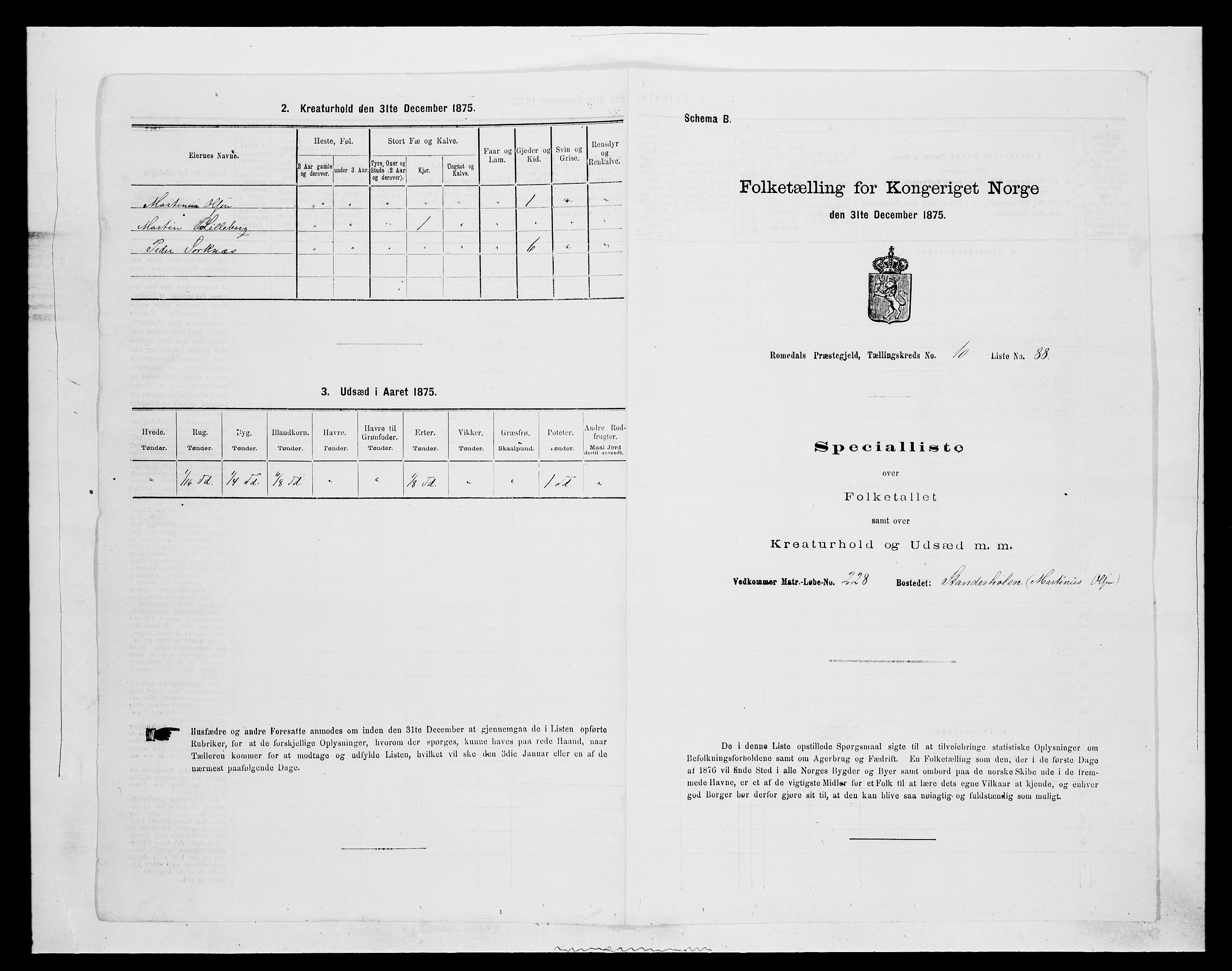 SAH, 1875 census for 0416P Romedal, 1875, p. 1715