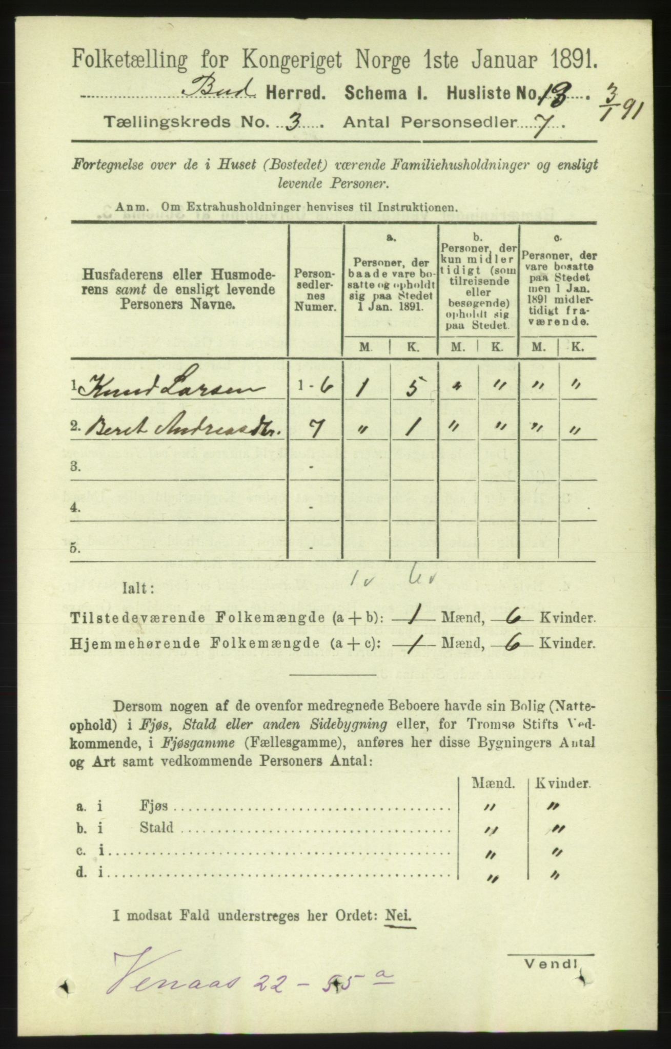 RA, 1891 census for 1549 Bud, 1891, p. 1400