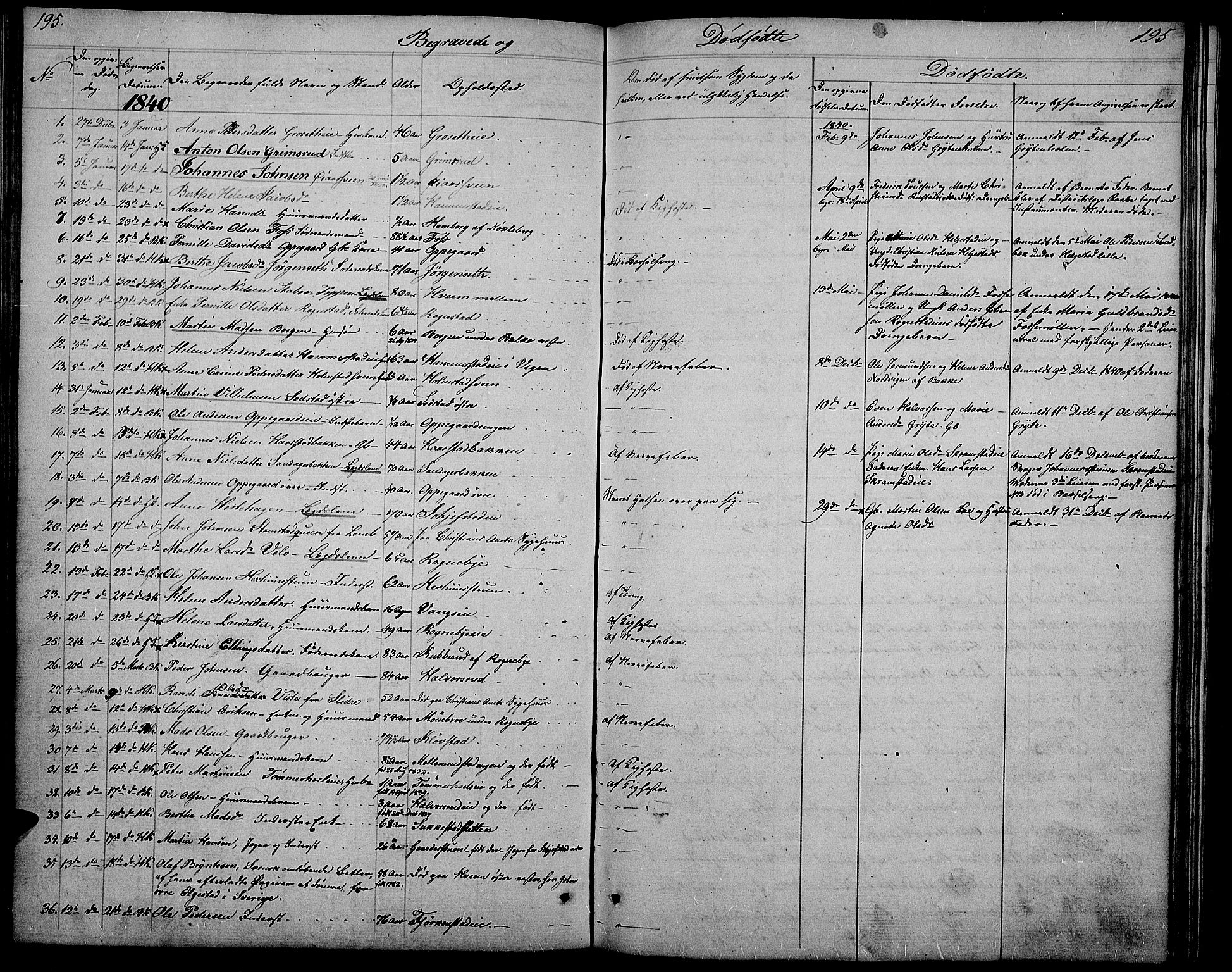 Østre Toten prestekontor, SAH/PREST-104/H/Ha/Hab/L0002: Parish register (copy) no. 2, 1840-1847, p. 195