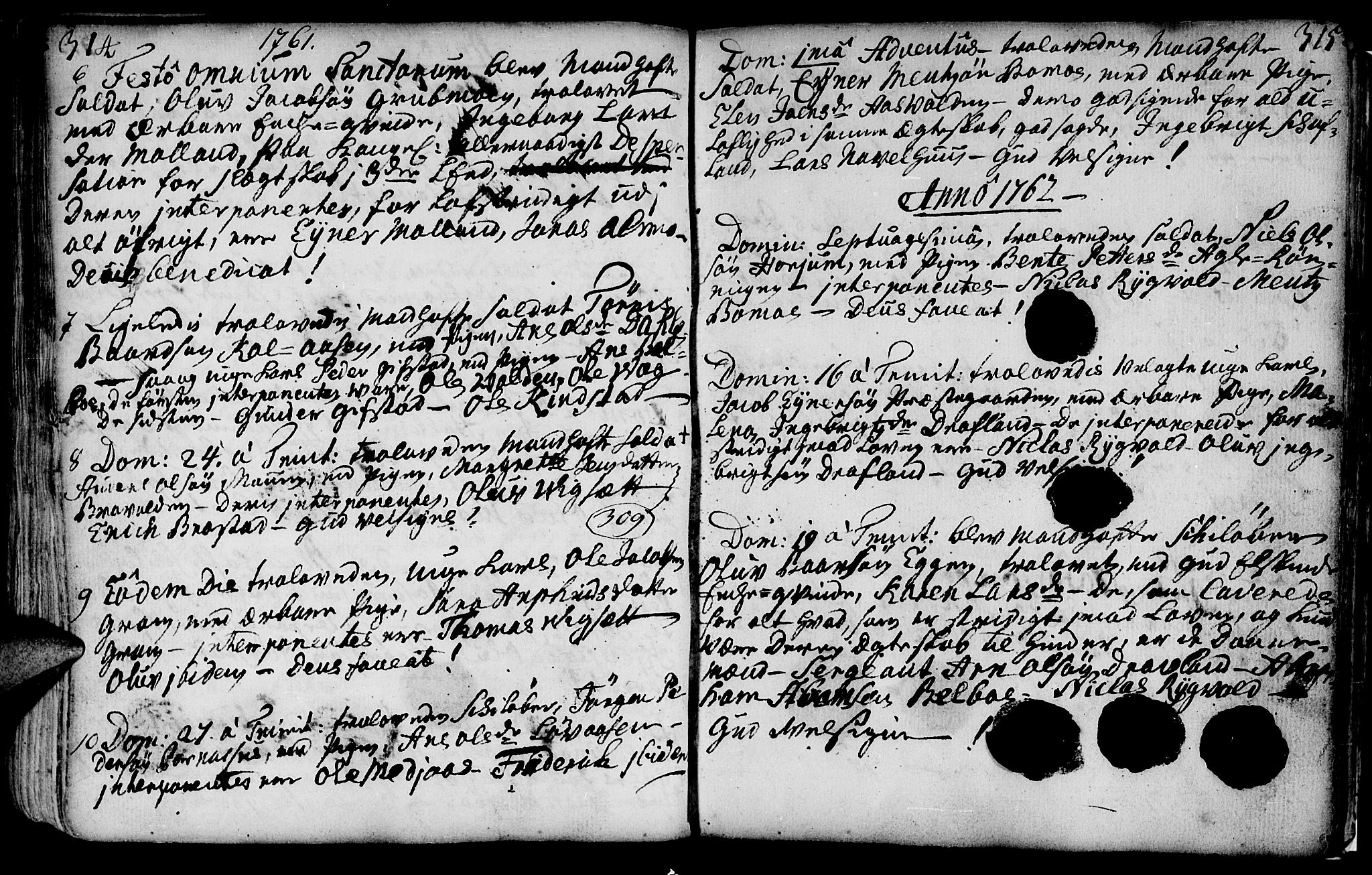 Ministerialprotokoller, klokkerbøker og fødselsregistre - Nord-Trøndelag, SAT/A-1458/749/L0467: Parish register (official) no. 749A01, 1733-1787, p. 314-315