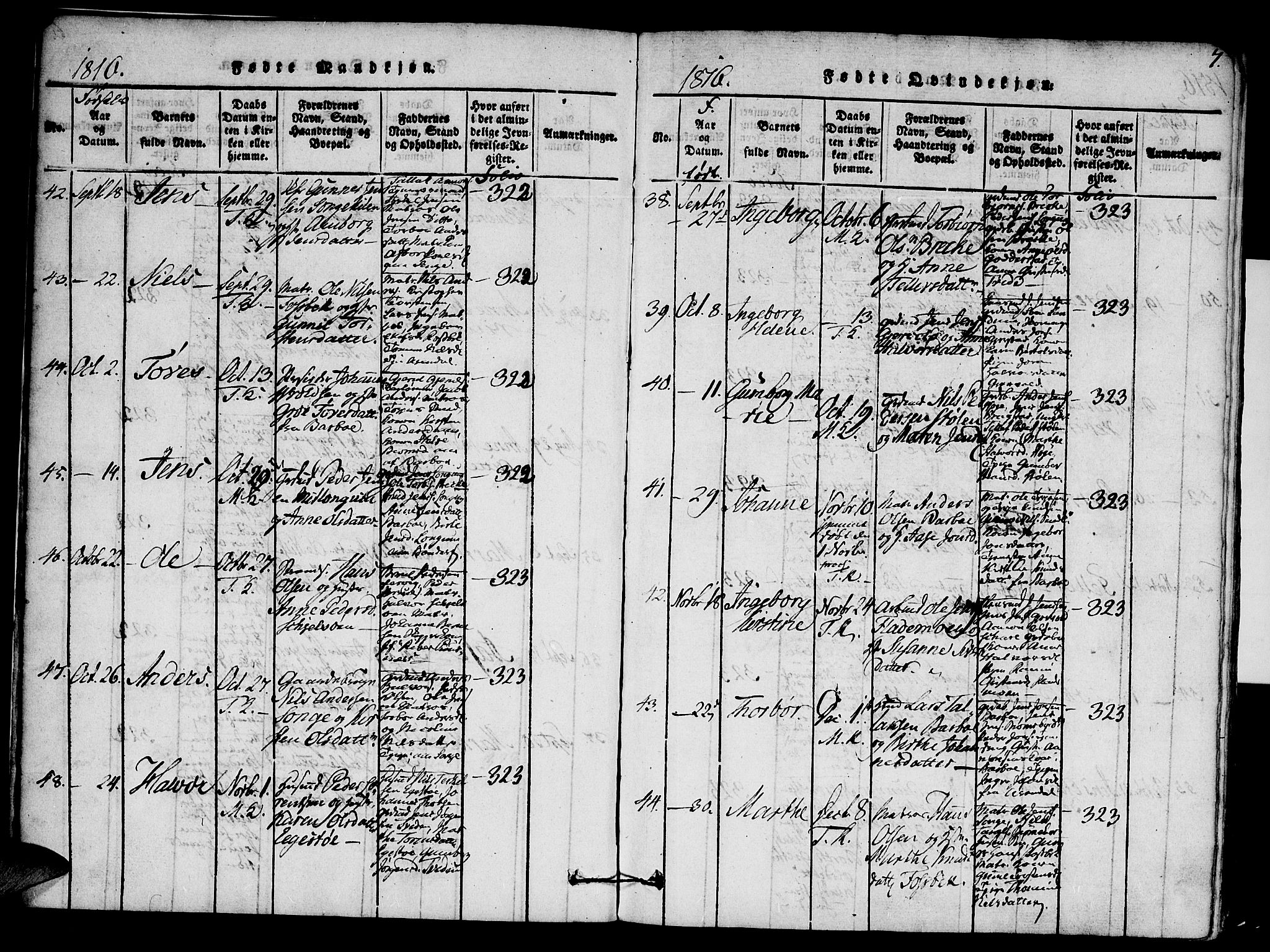 Austre Moland sokneprestkontor, SAK/1111-0001/F/Fa/Faa/L0004: Parish register (official) no. A 4, 1816-1824, p. 7