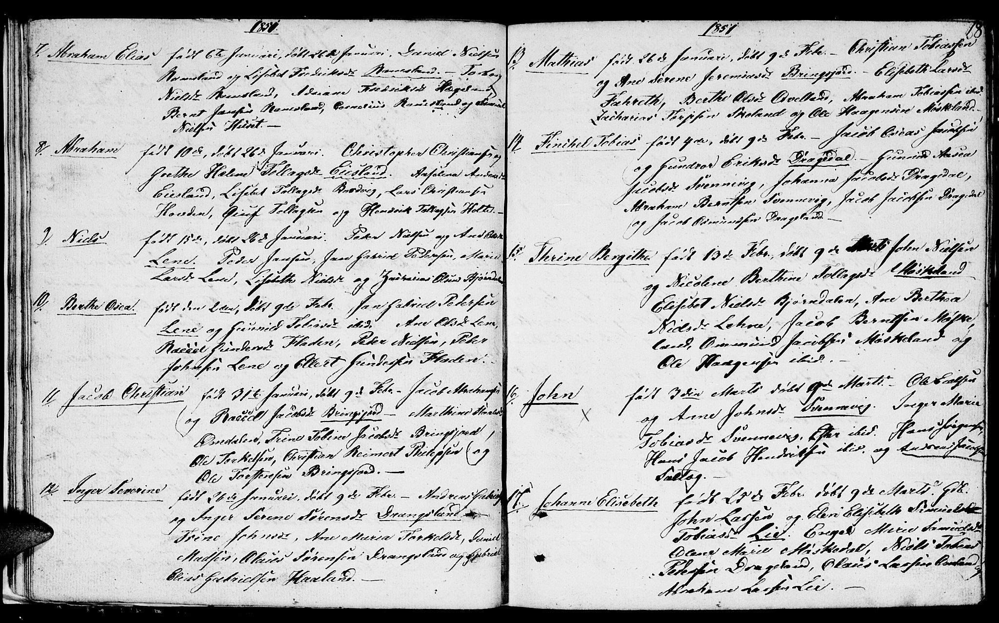 Lyngdal sokneprestkontor, SAK/1111-0029/F/Fb/Fbc/L0002: Parish register (copy) no. B 2, 1849-1864, p. 18