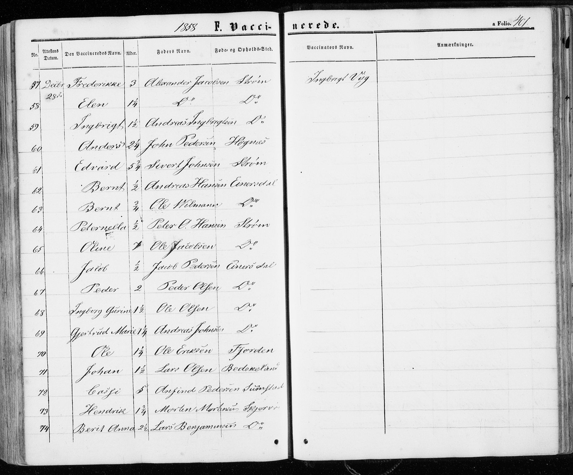 Ministerialprotokoller, klokkerbøker og fødselsregistre - Sør-Trøndelag, AV/SAT-A-1456/657/L0705: Parish register (official) no. 657A06, 1858-1867, p. 401